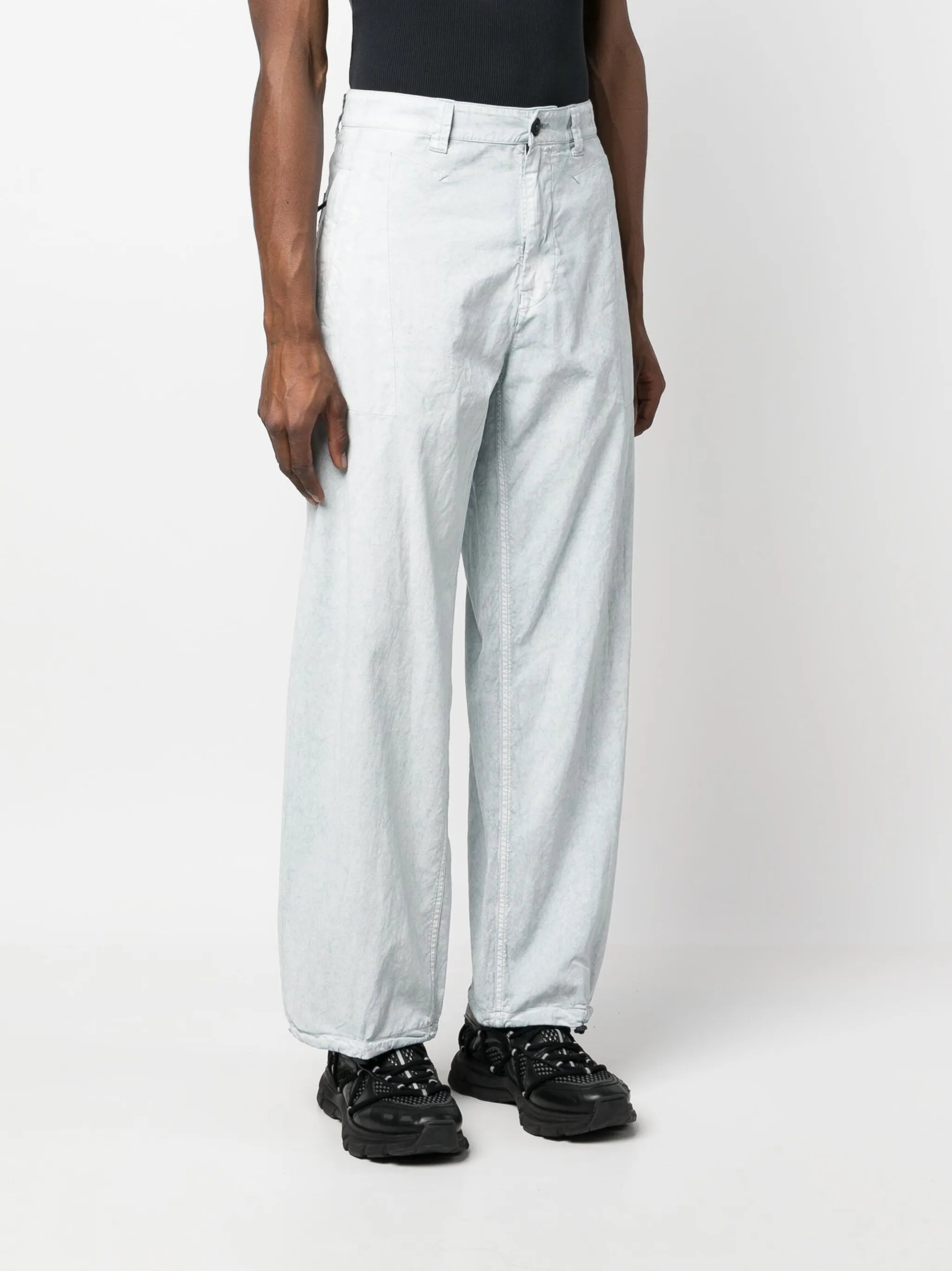 straight-leg cotton trousers