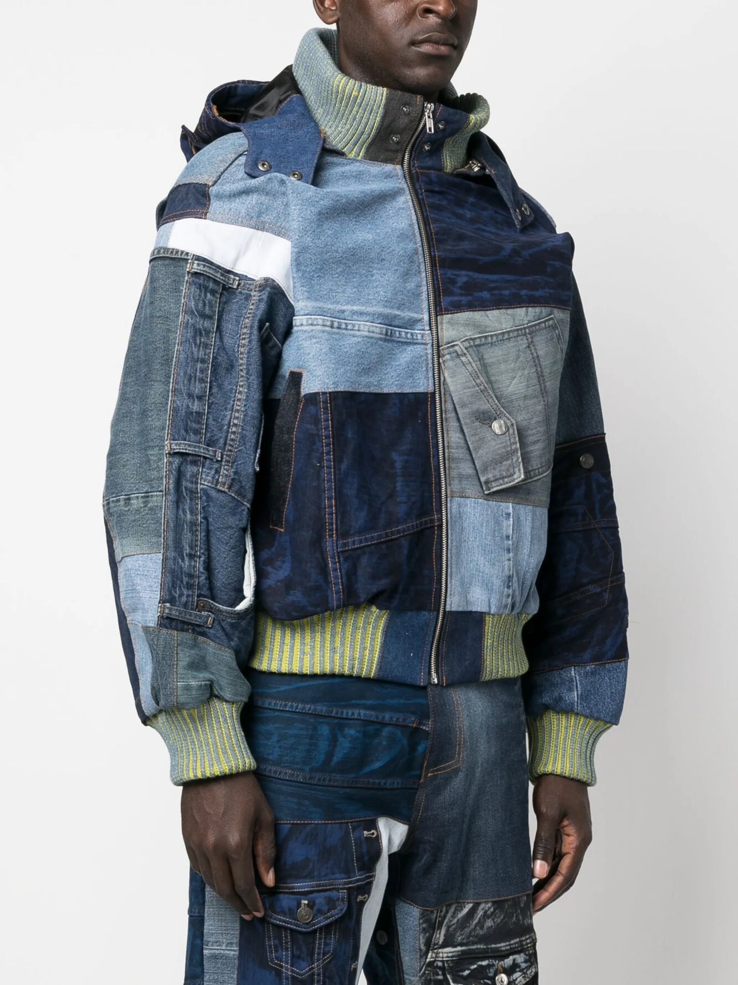 patchwork-design denim jacket