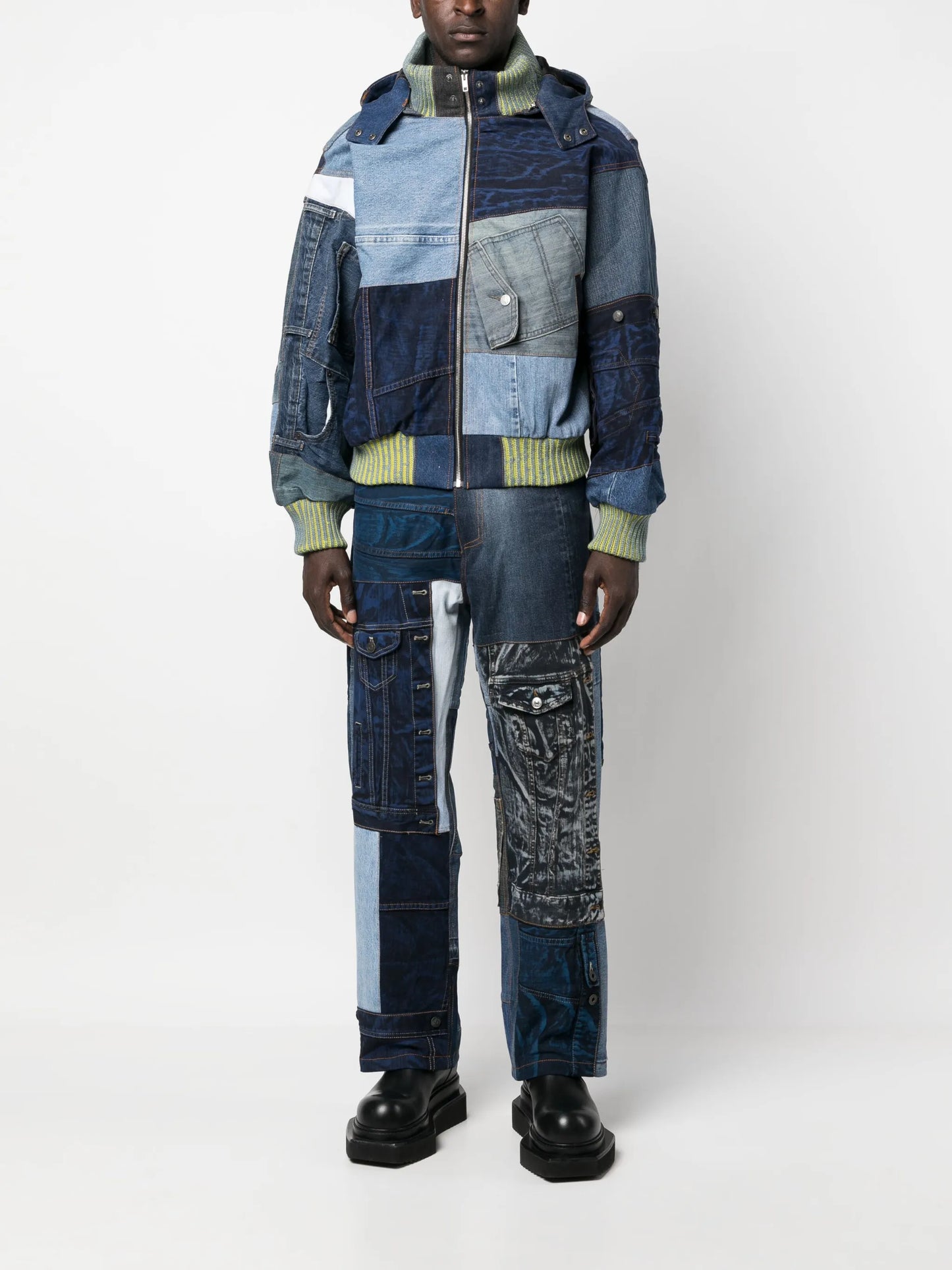 patchwork-design denim jacket