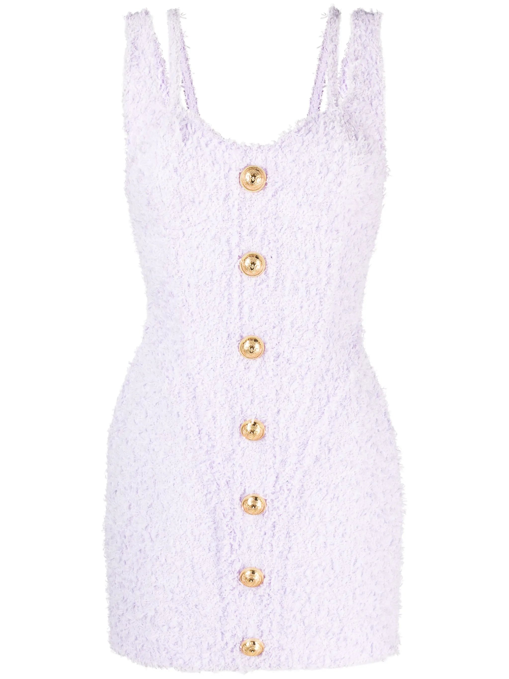 decorative-button thigh-length dress