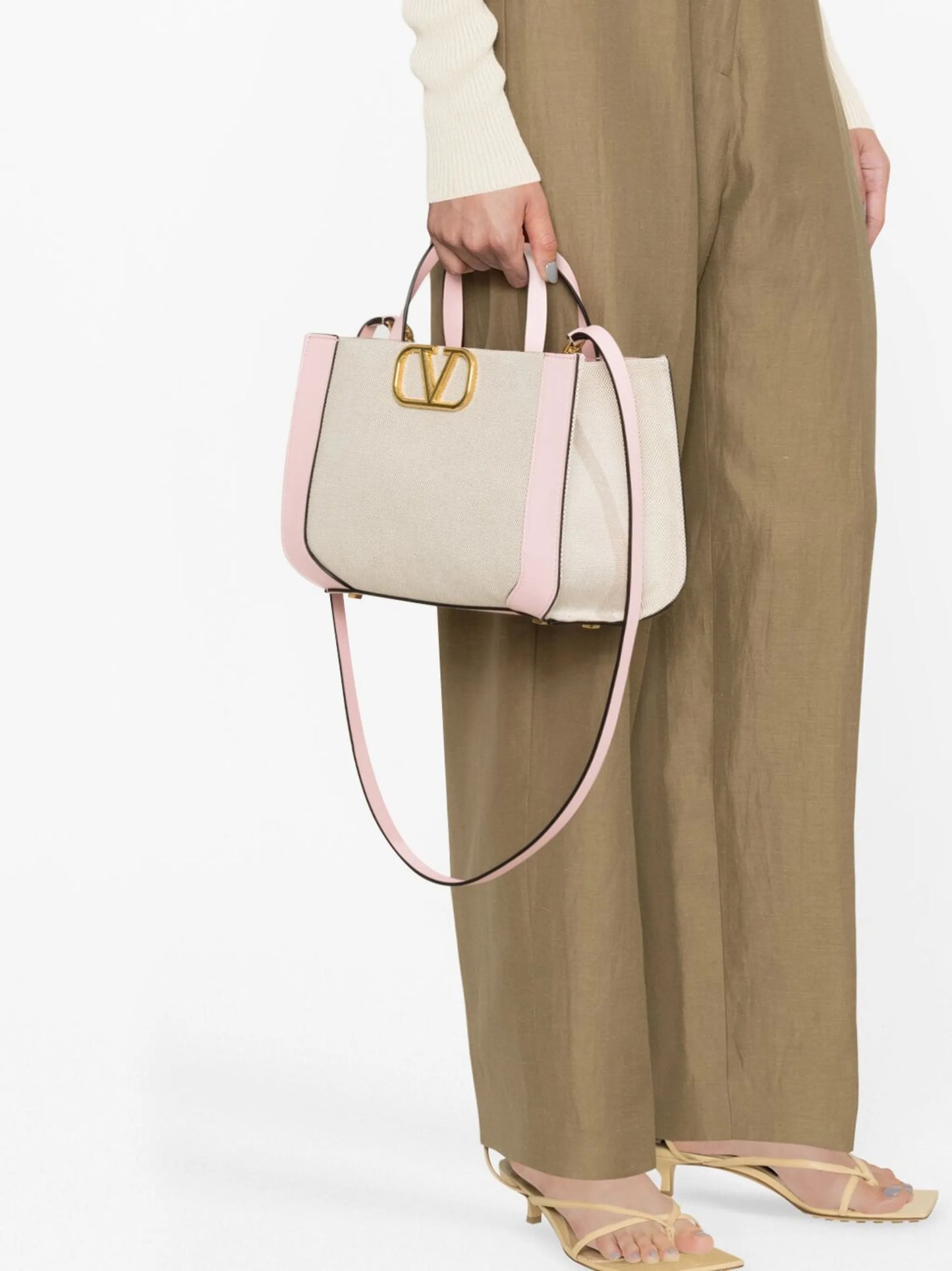 small VLogo Signature canvas tote bag