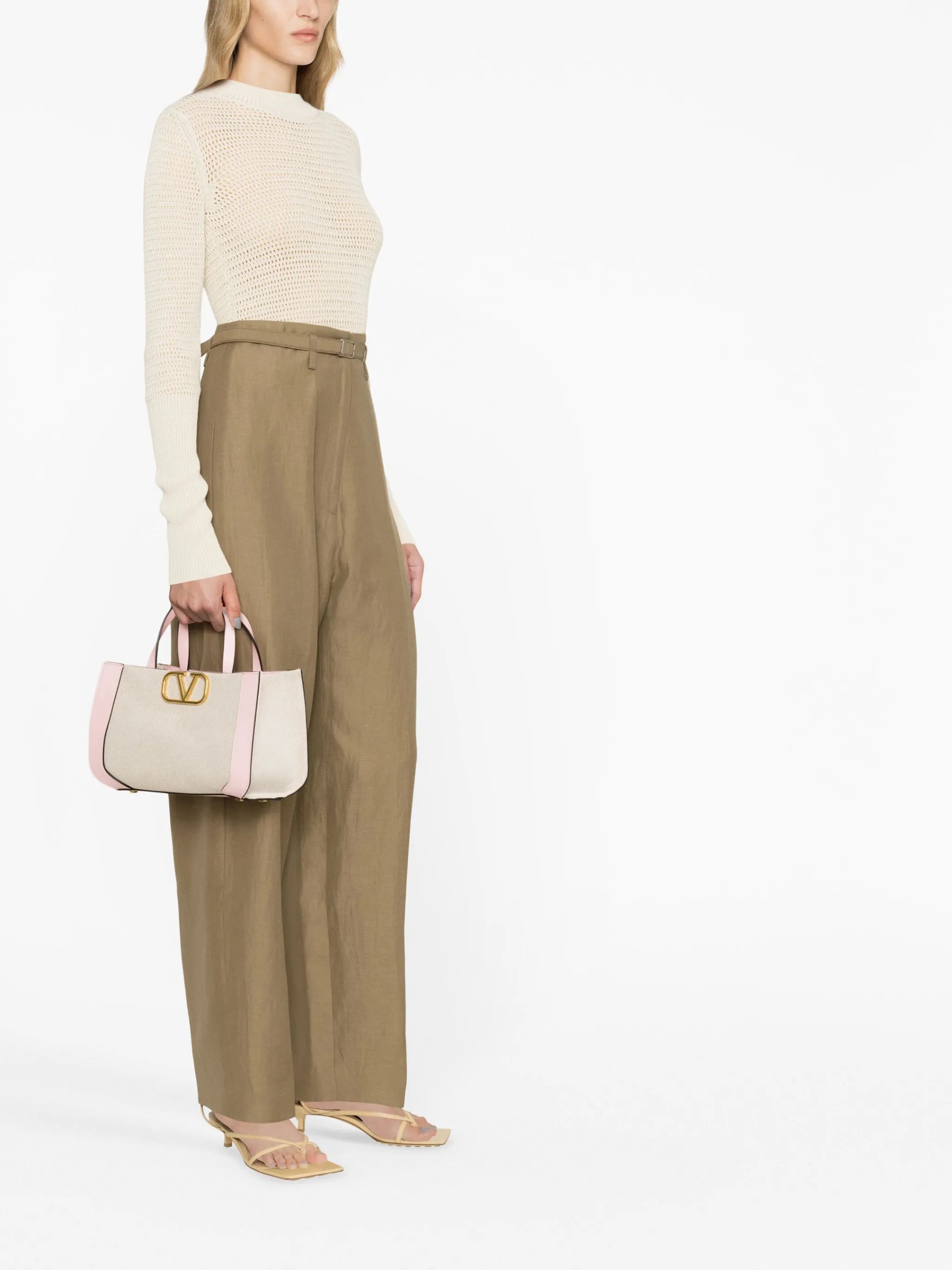 small VLogo Signature canvas tote bag