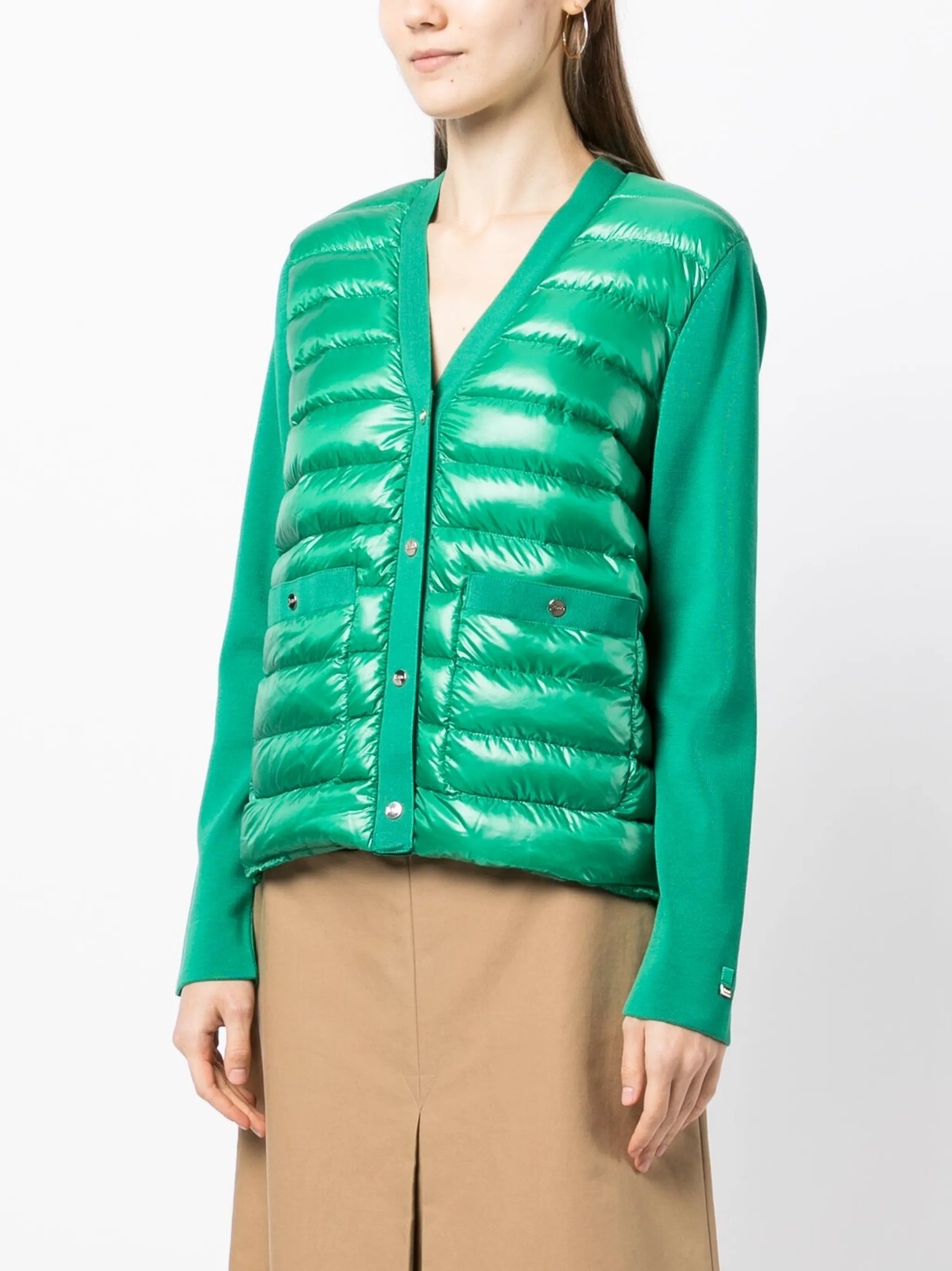 quilted V-neck cardigan