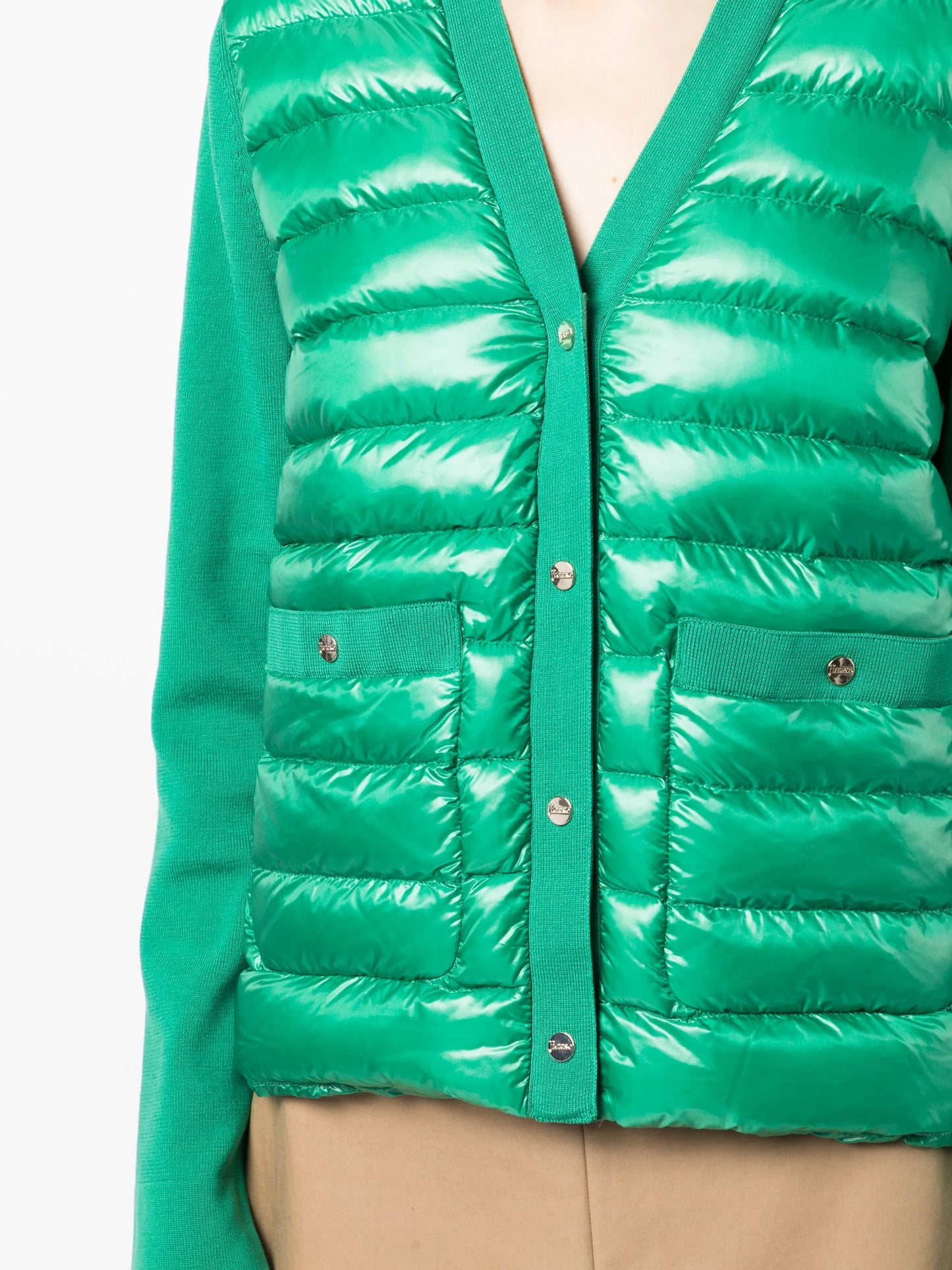quilted V-neck cardigan