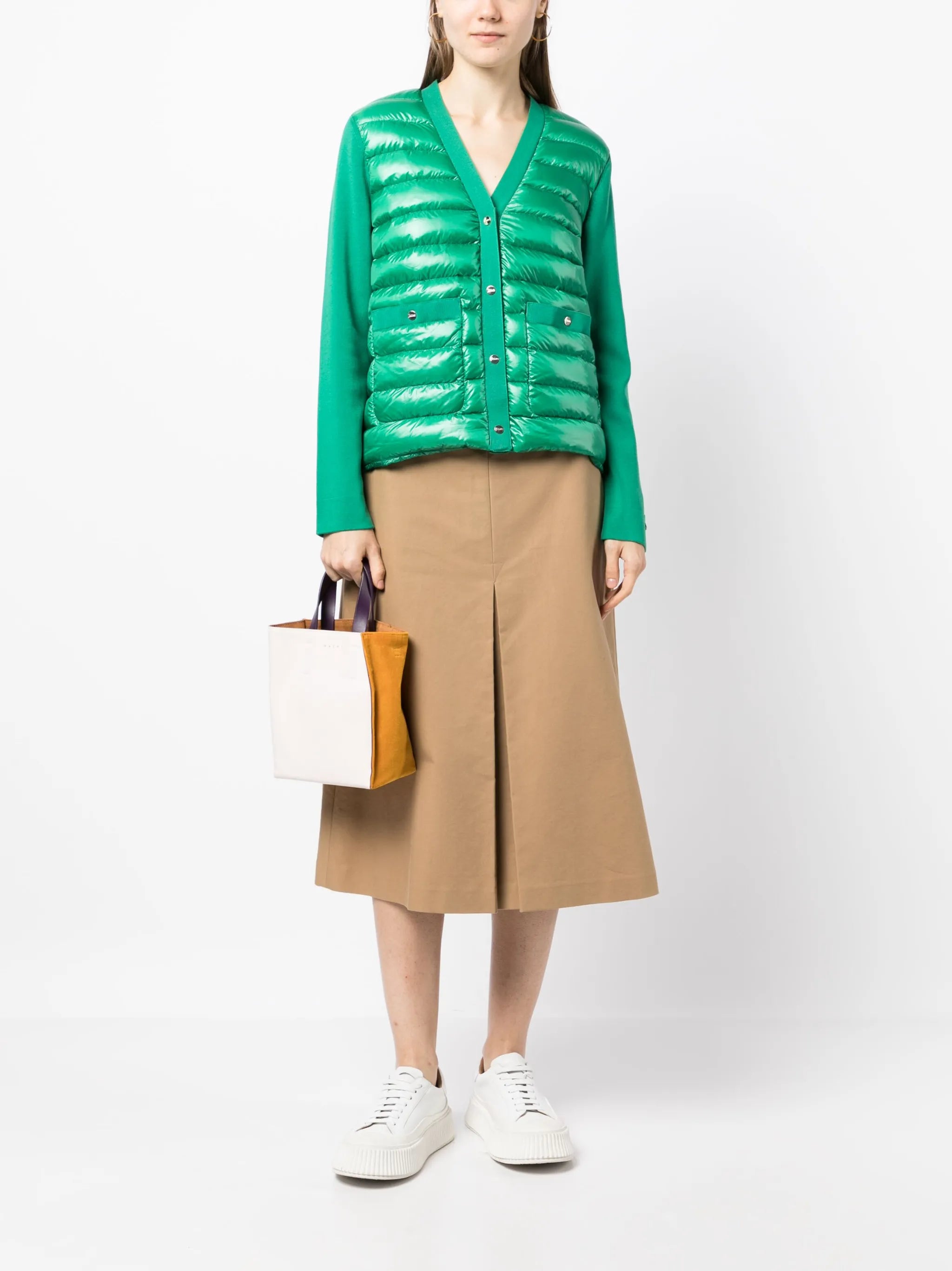 quilted V-neck cardigan