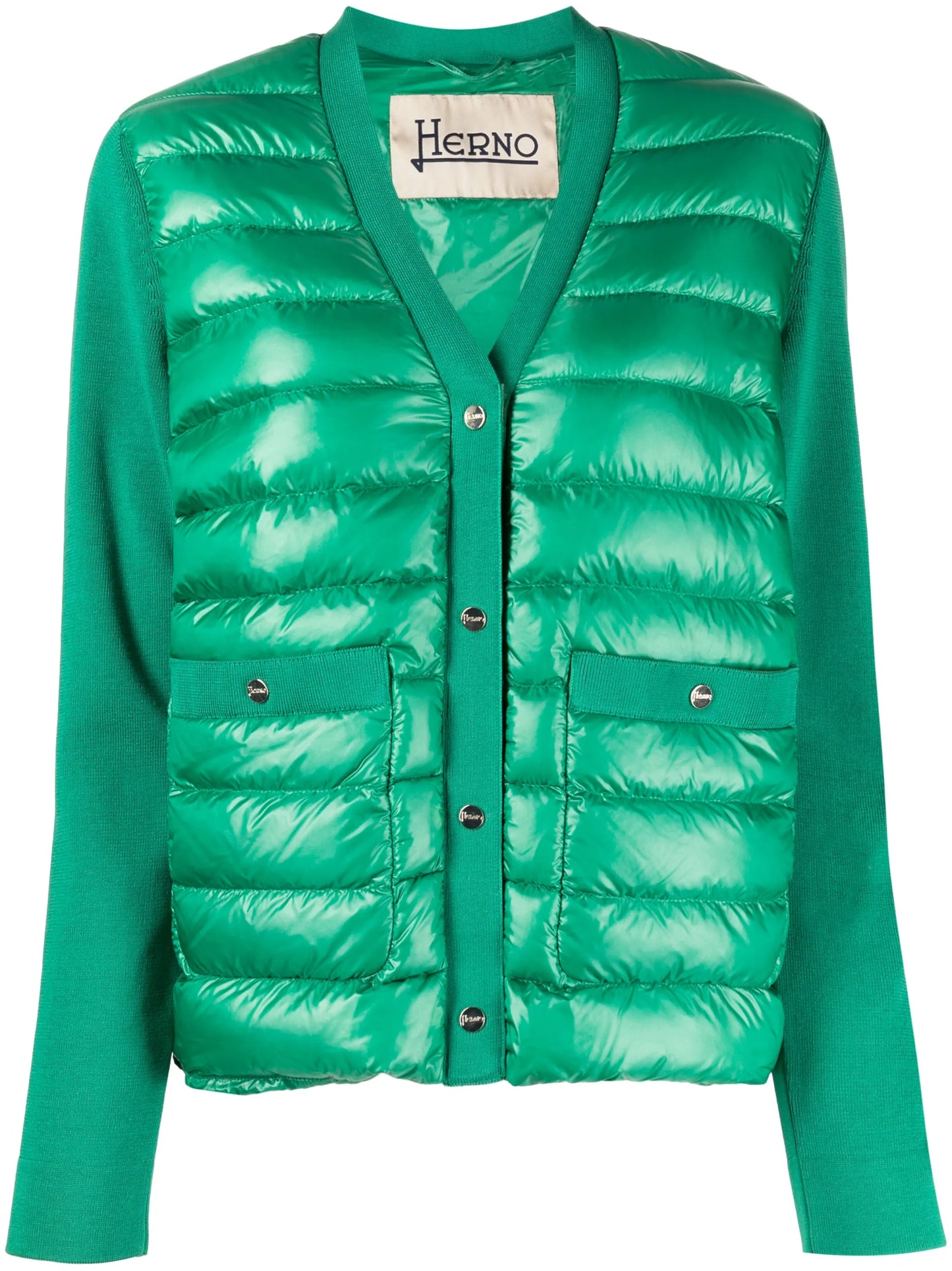 quilted V-neck cardigan