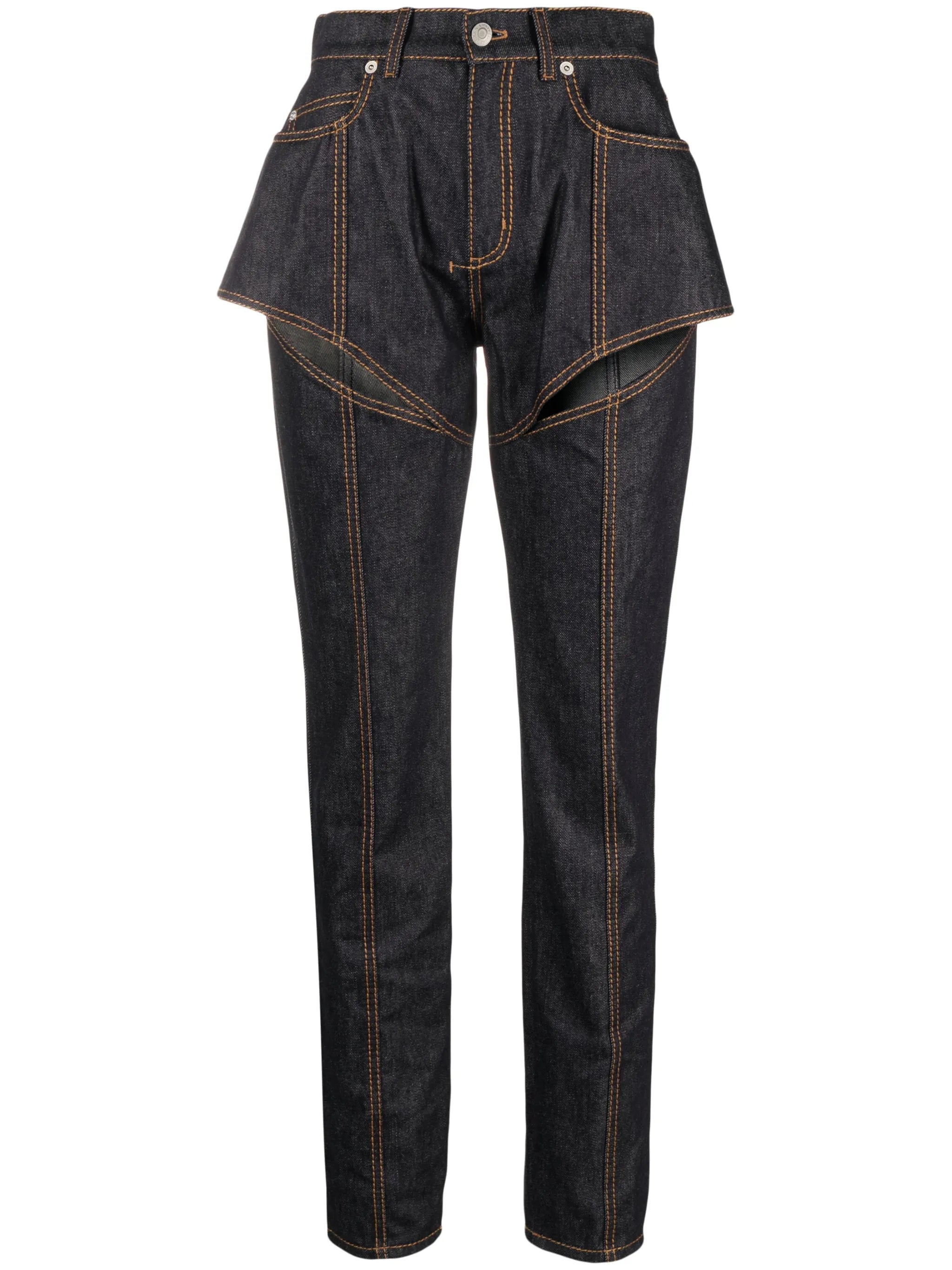 cutout high-rise tapered jeans