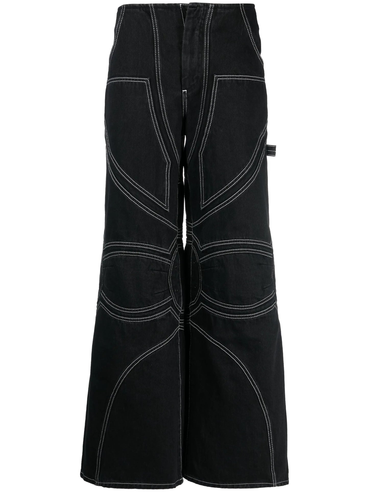 contrast-stitch wide-leg jeans