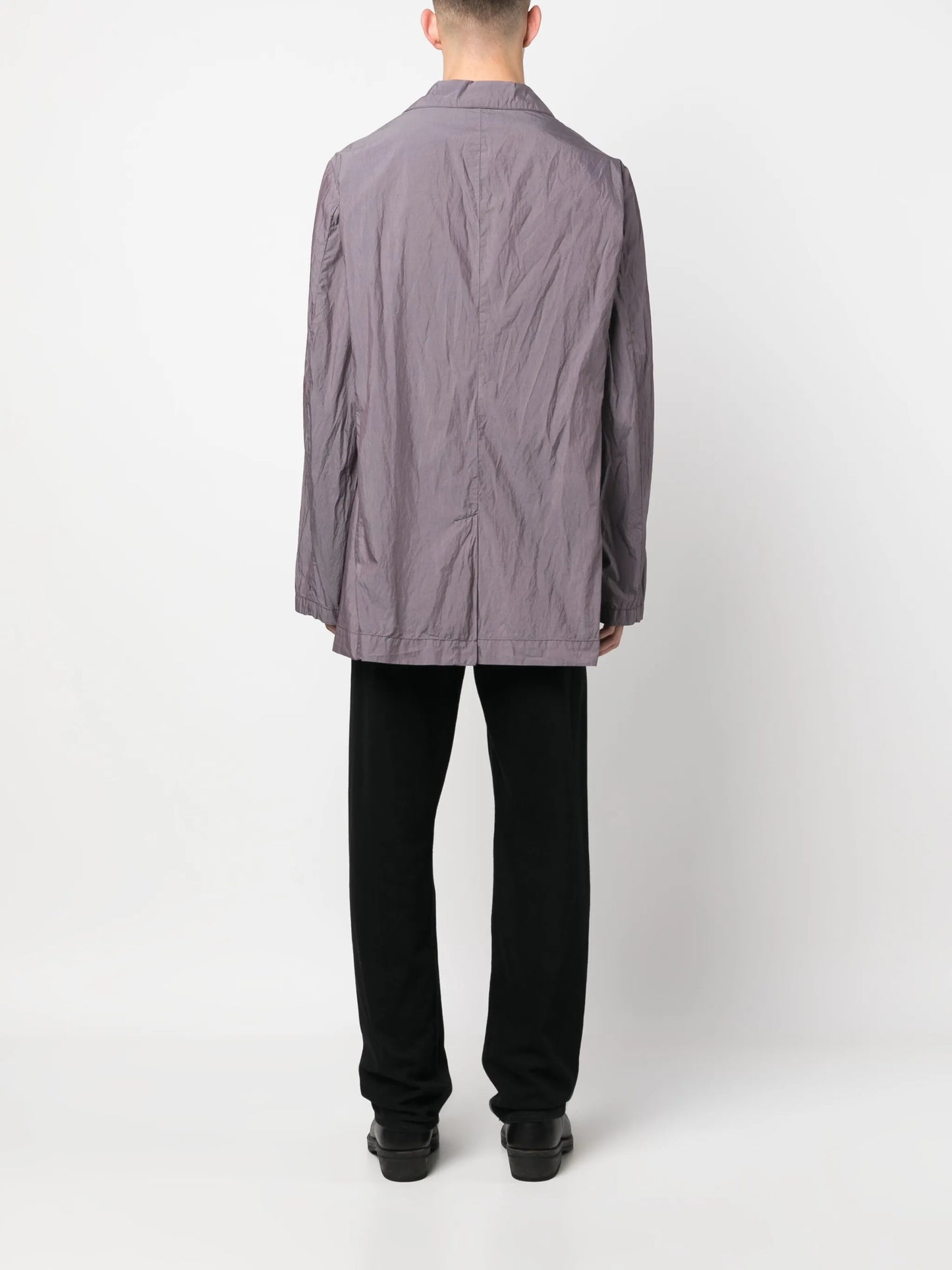 poplin-texture double-breasted blazer