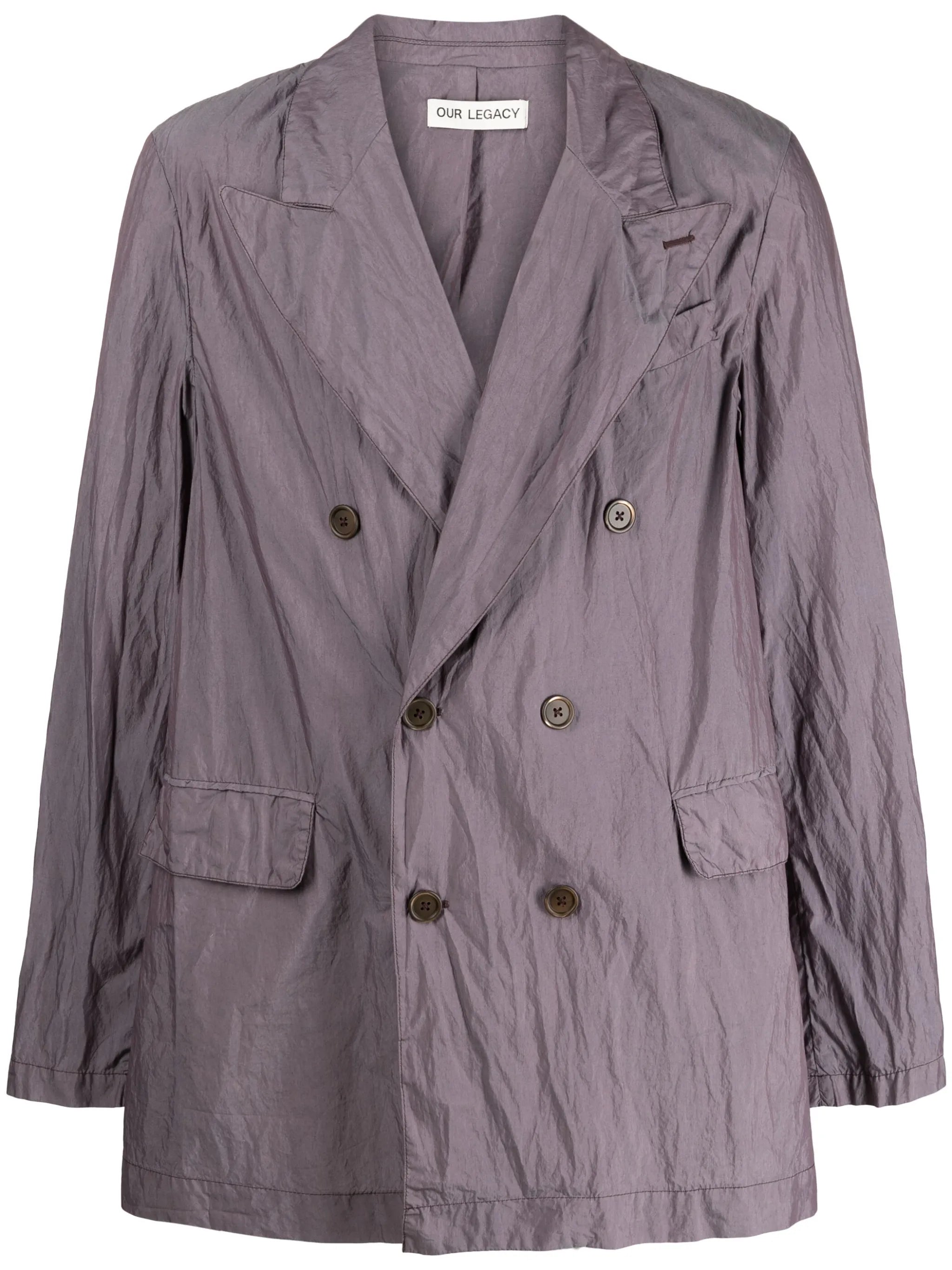 poplin-texture double-breasted blazer