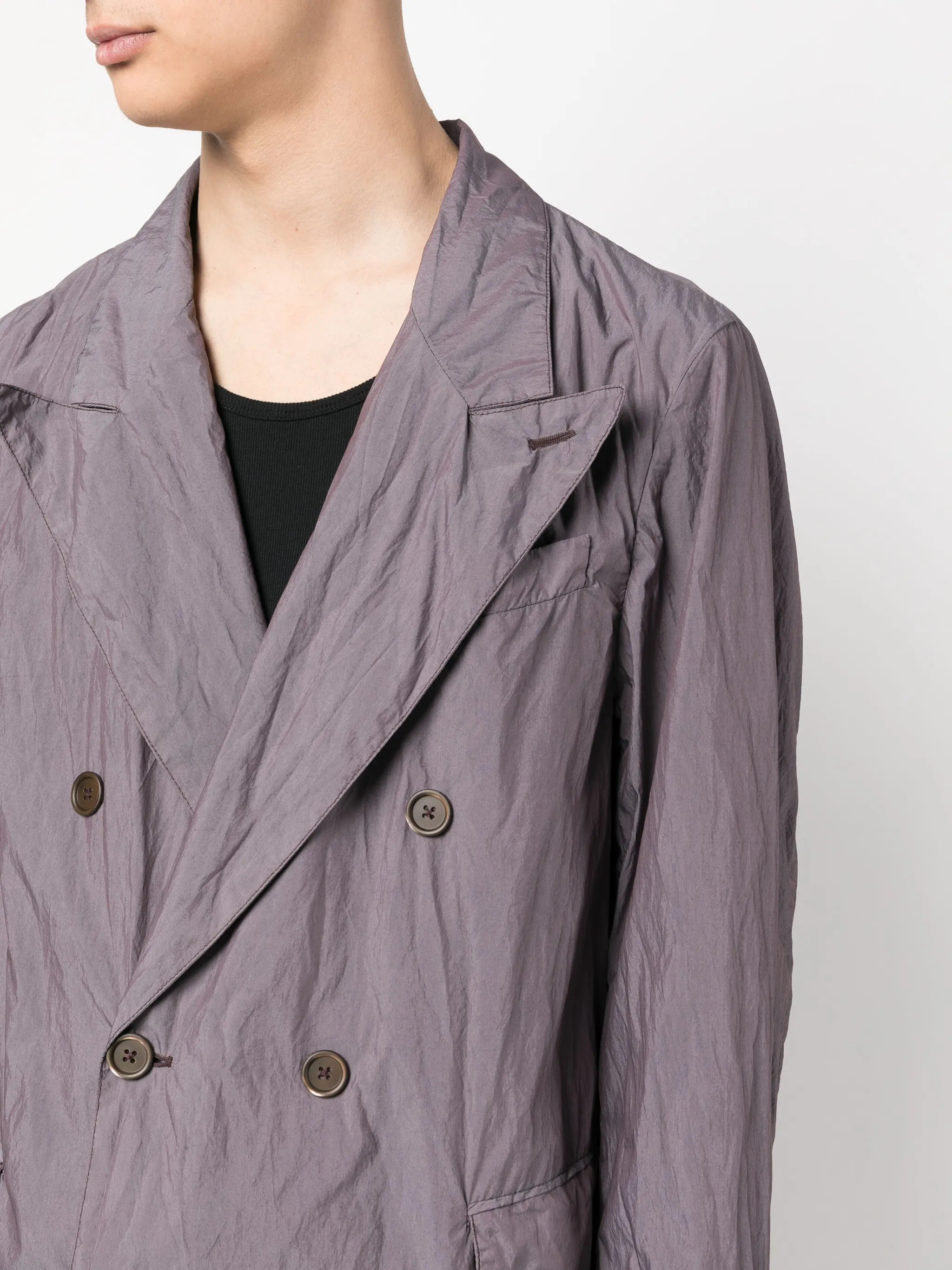 poplin-texture double-breasted blazer