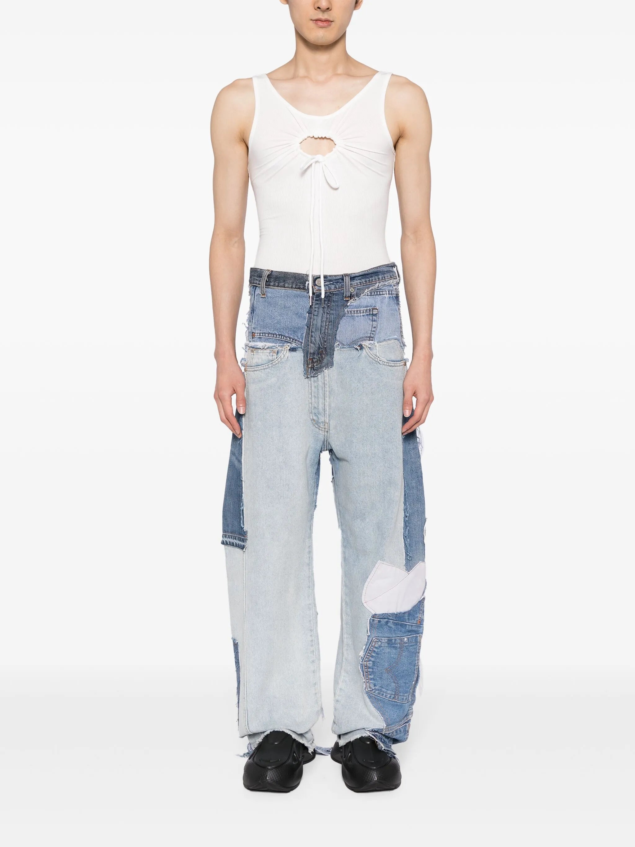 Upcycled wide-leg jeans
