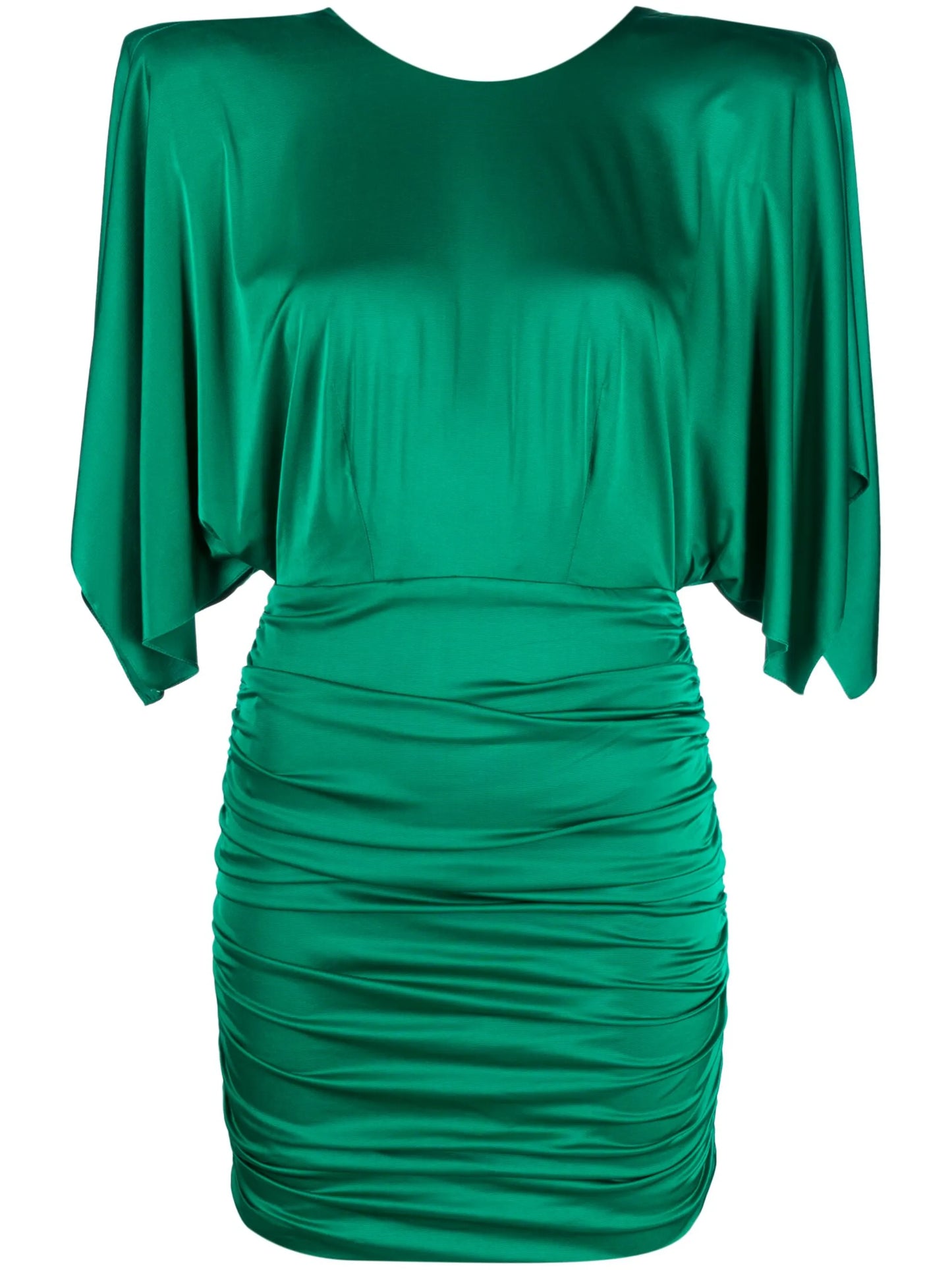 open-back draped sleeve minidress