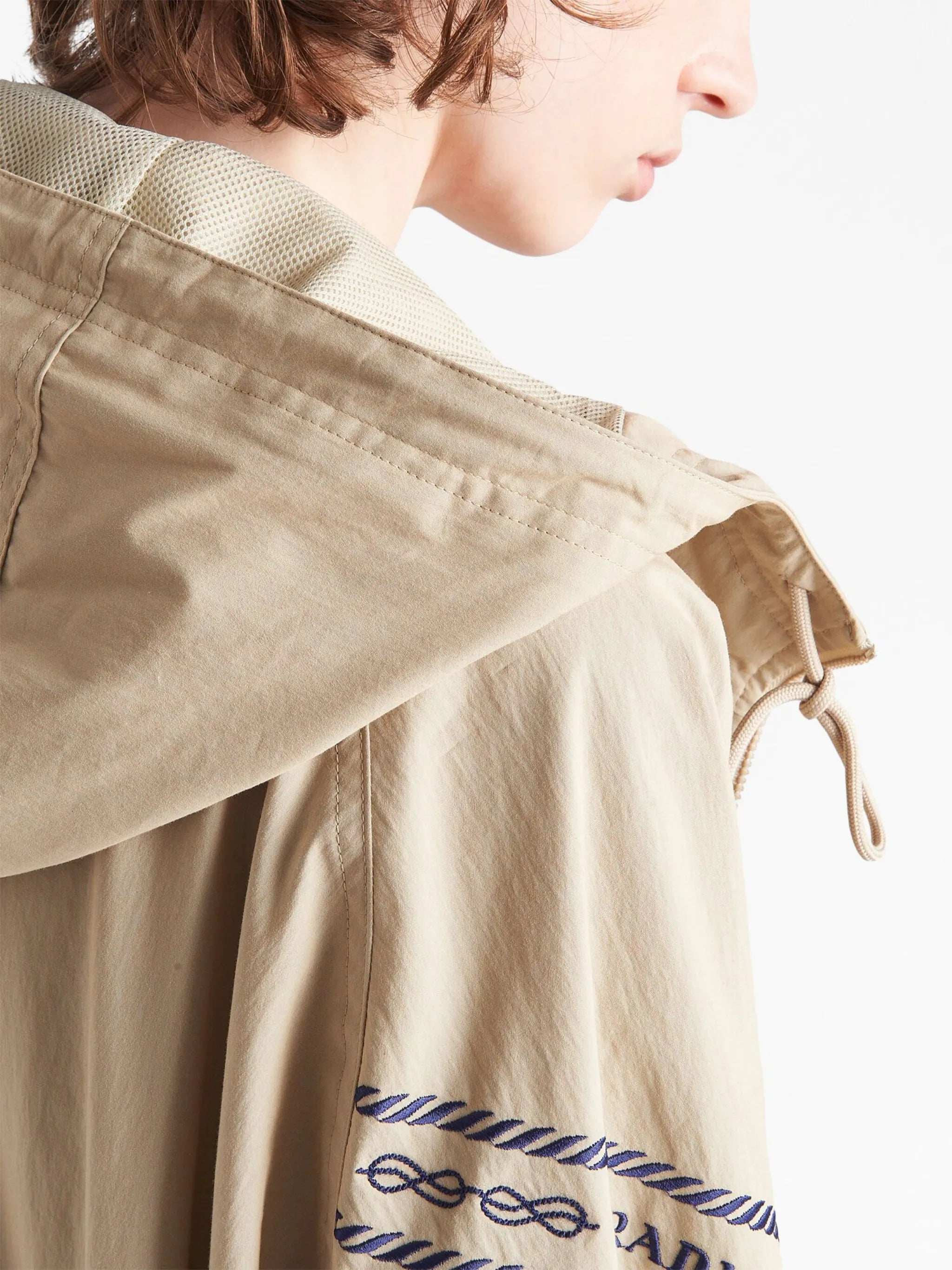 logo-embroidered hooded jacket