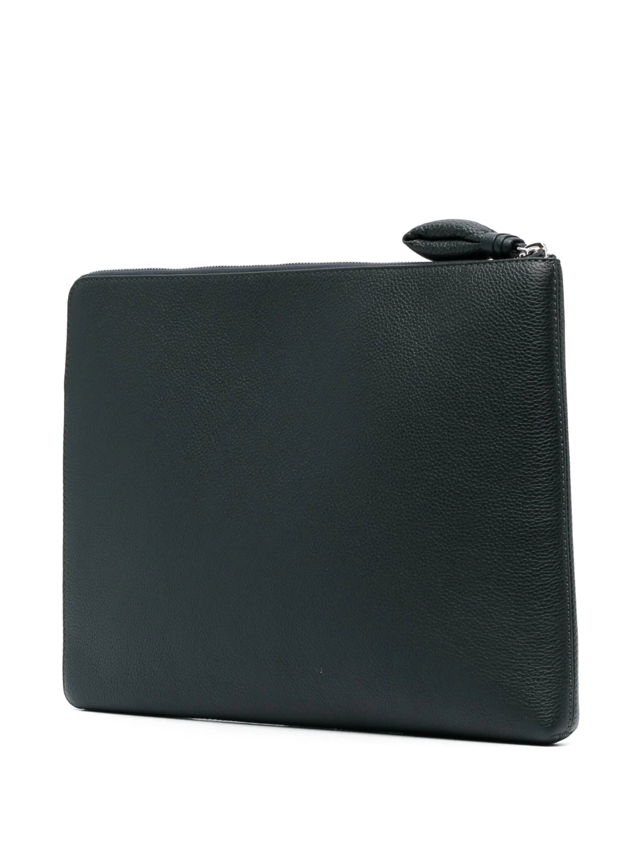 logo-debossed leather document holder