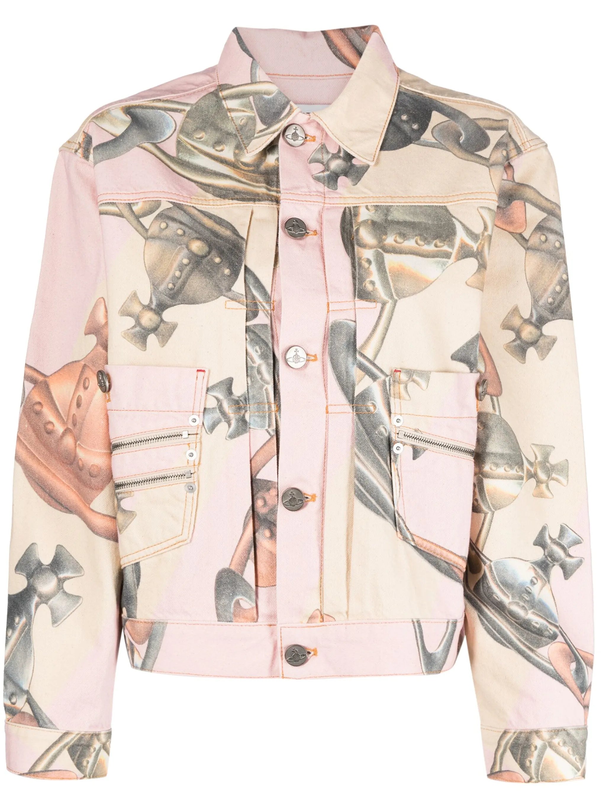 Orb-print cotton biker jacket