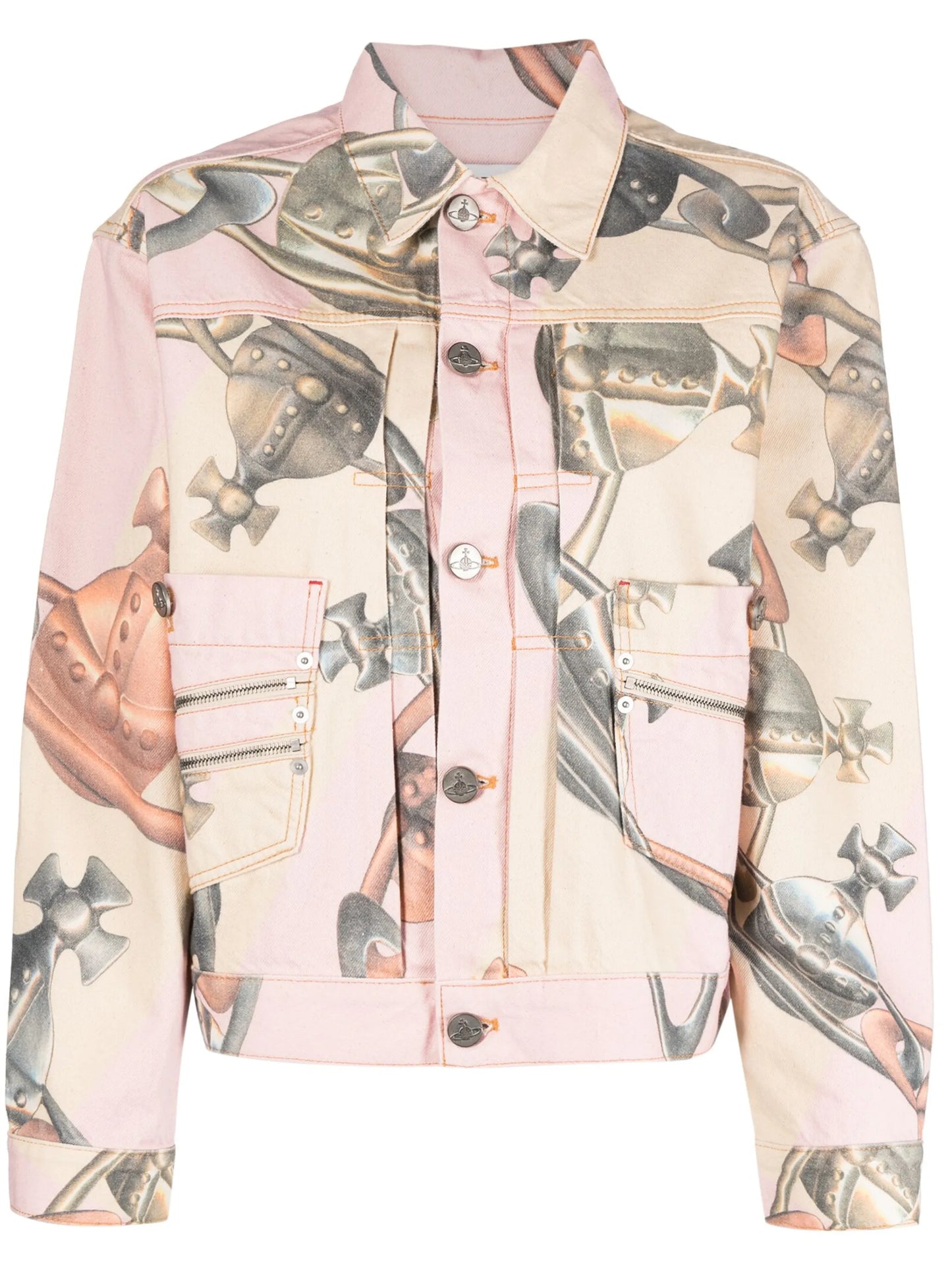 Orb-print cotton biker jacket