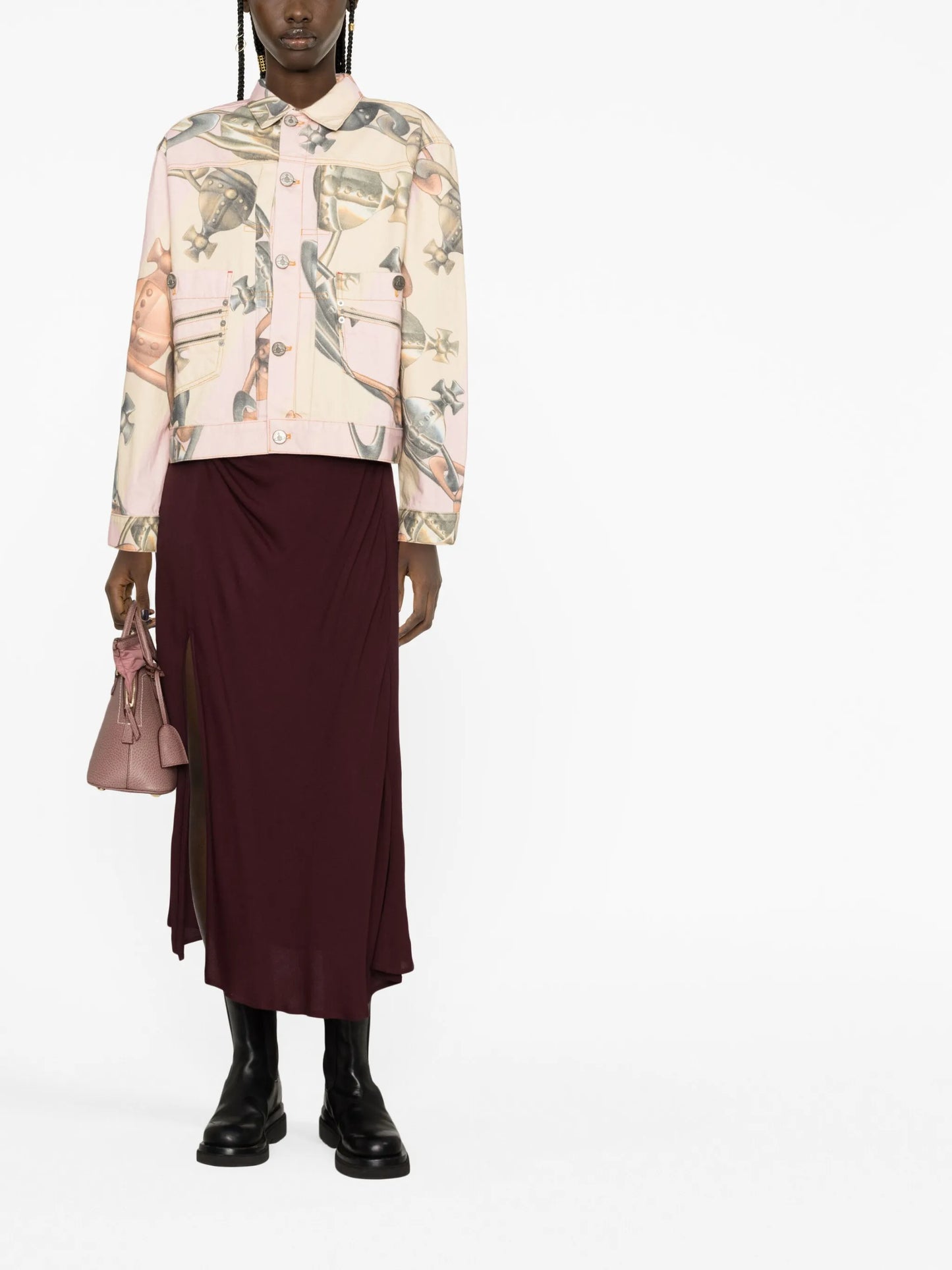 Orb-print cotton biker jacket