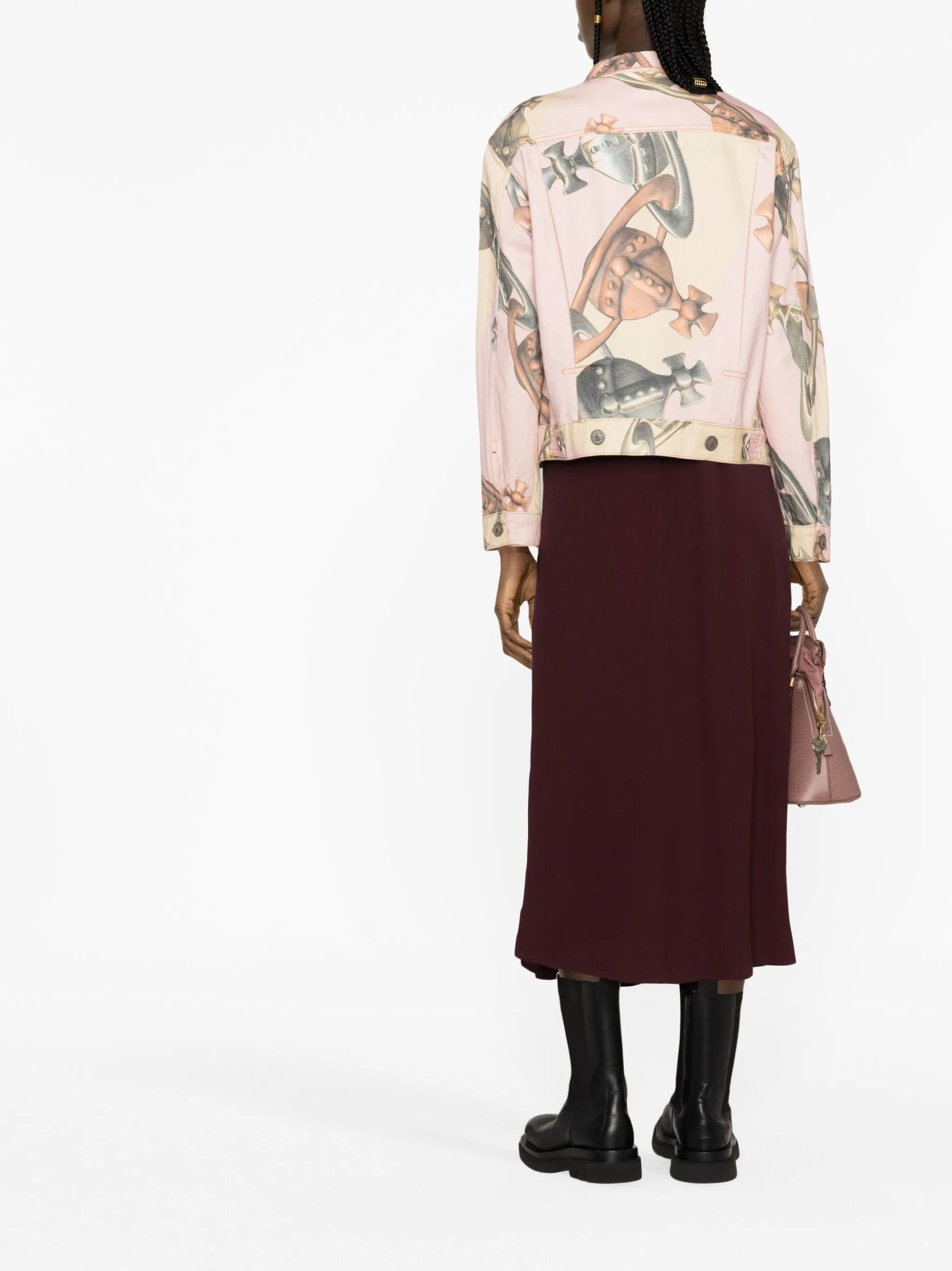 Orb-print cotton biker jacket