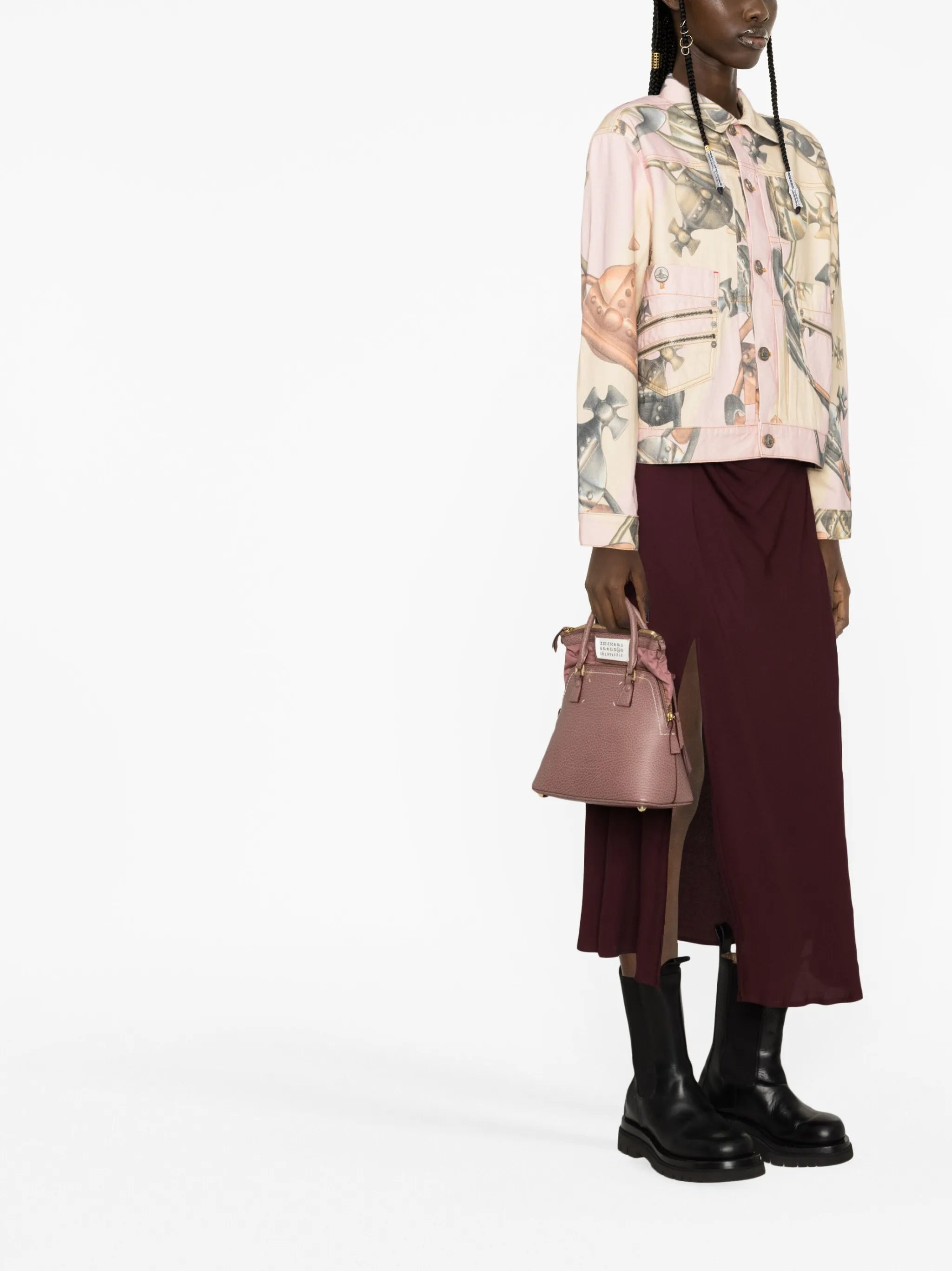 Orb-print cotton biker jacket