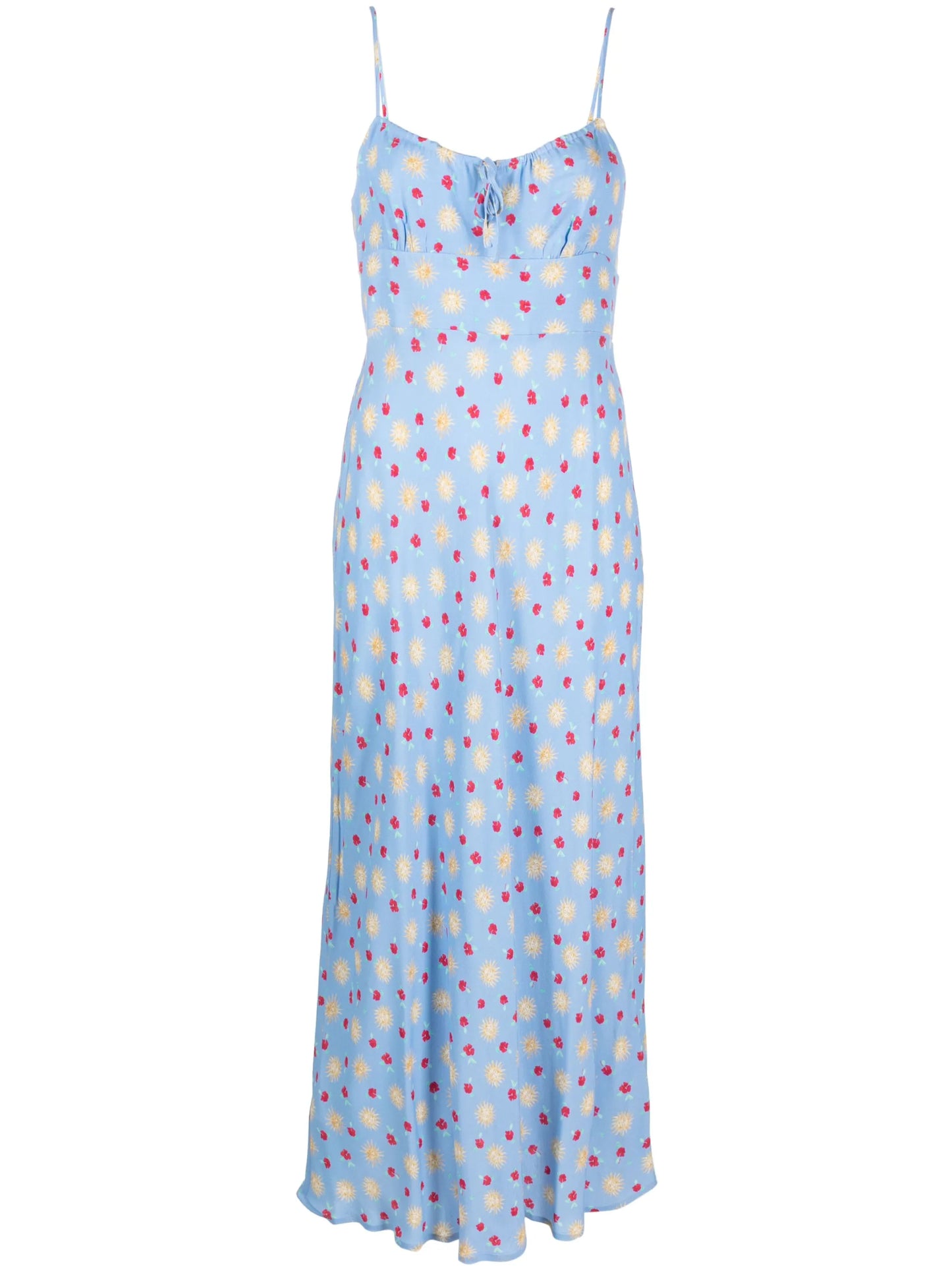 floral-print spaghetti-strap midi dress