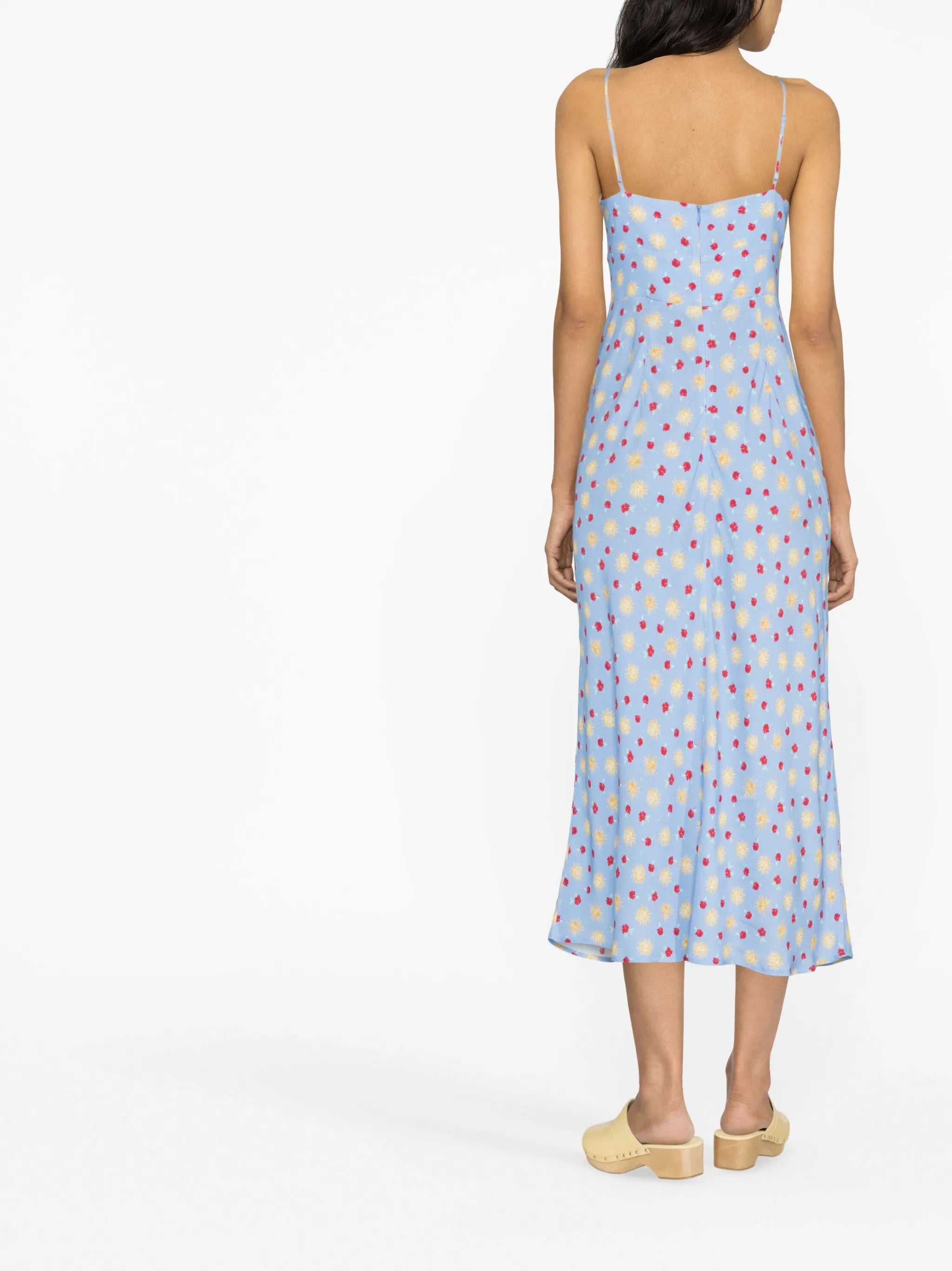 floral-print spaghetti-strap midi dress