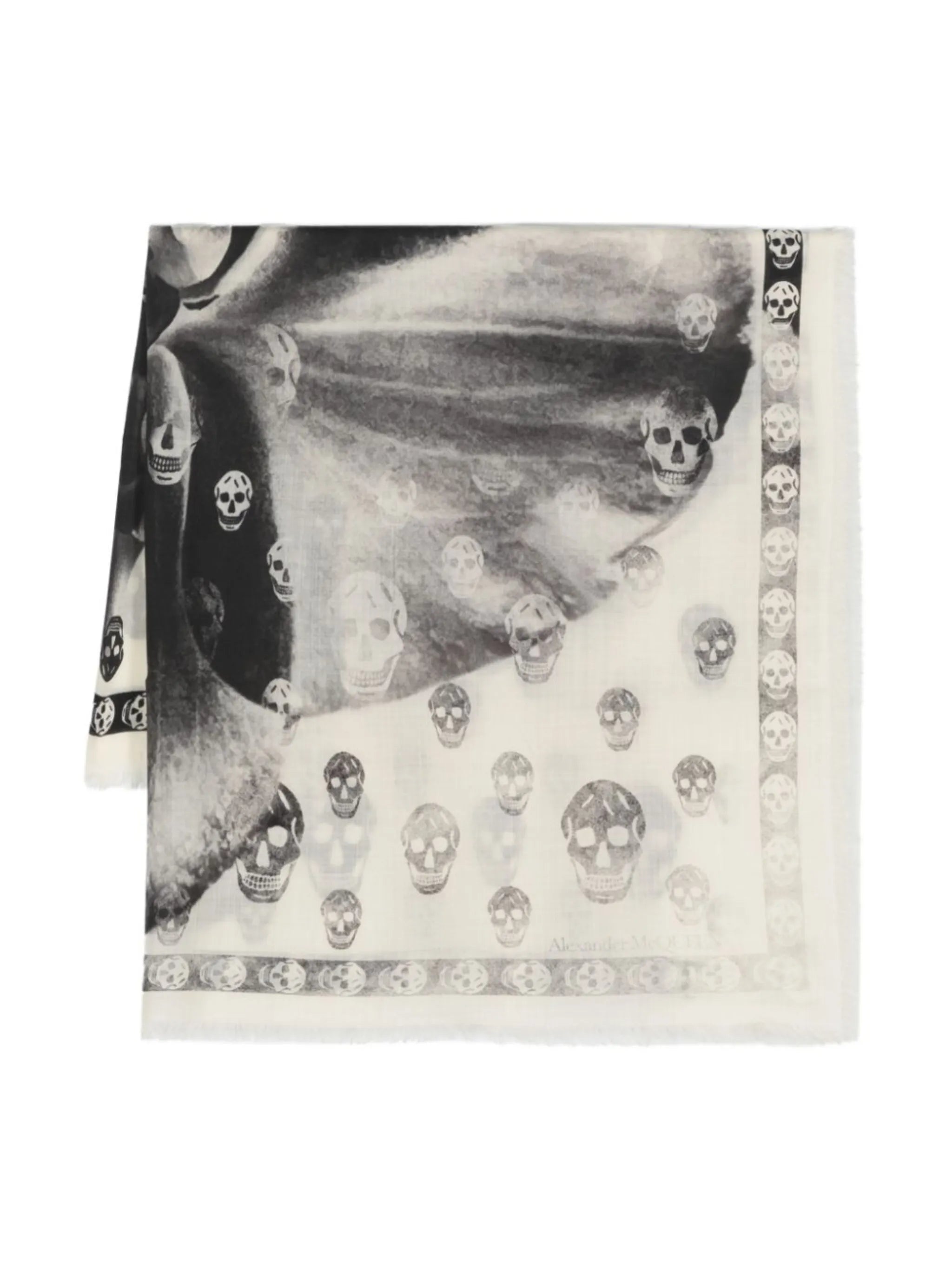 Orchid Skull-print wool scarf