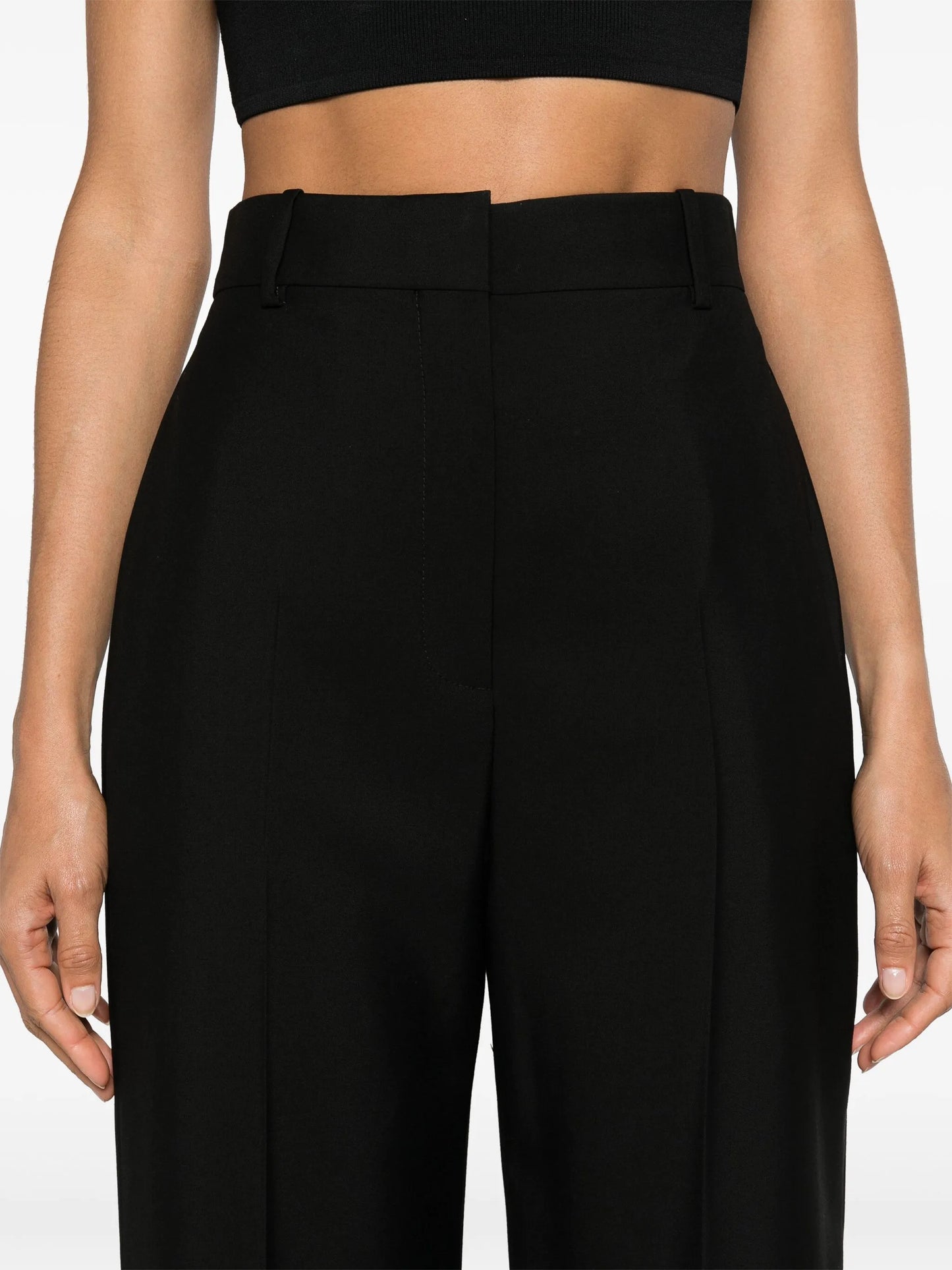 high-waisted tailored wool trousers