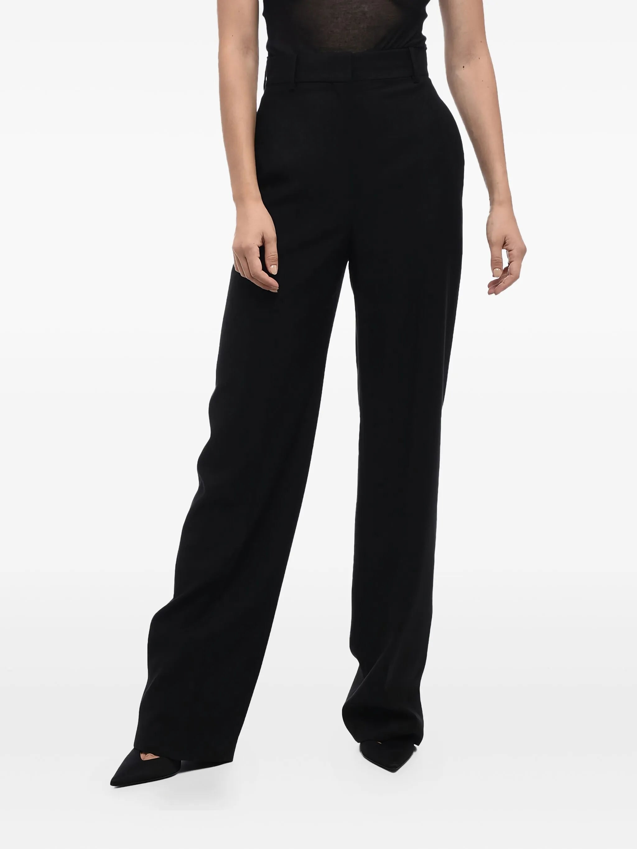 high-waisted tailored wool trousers