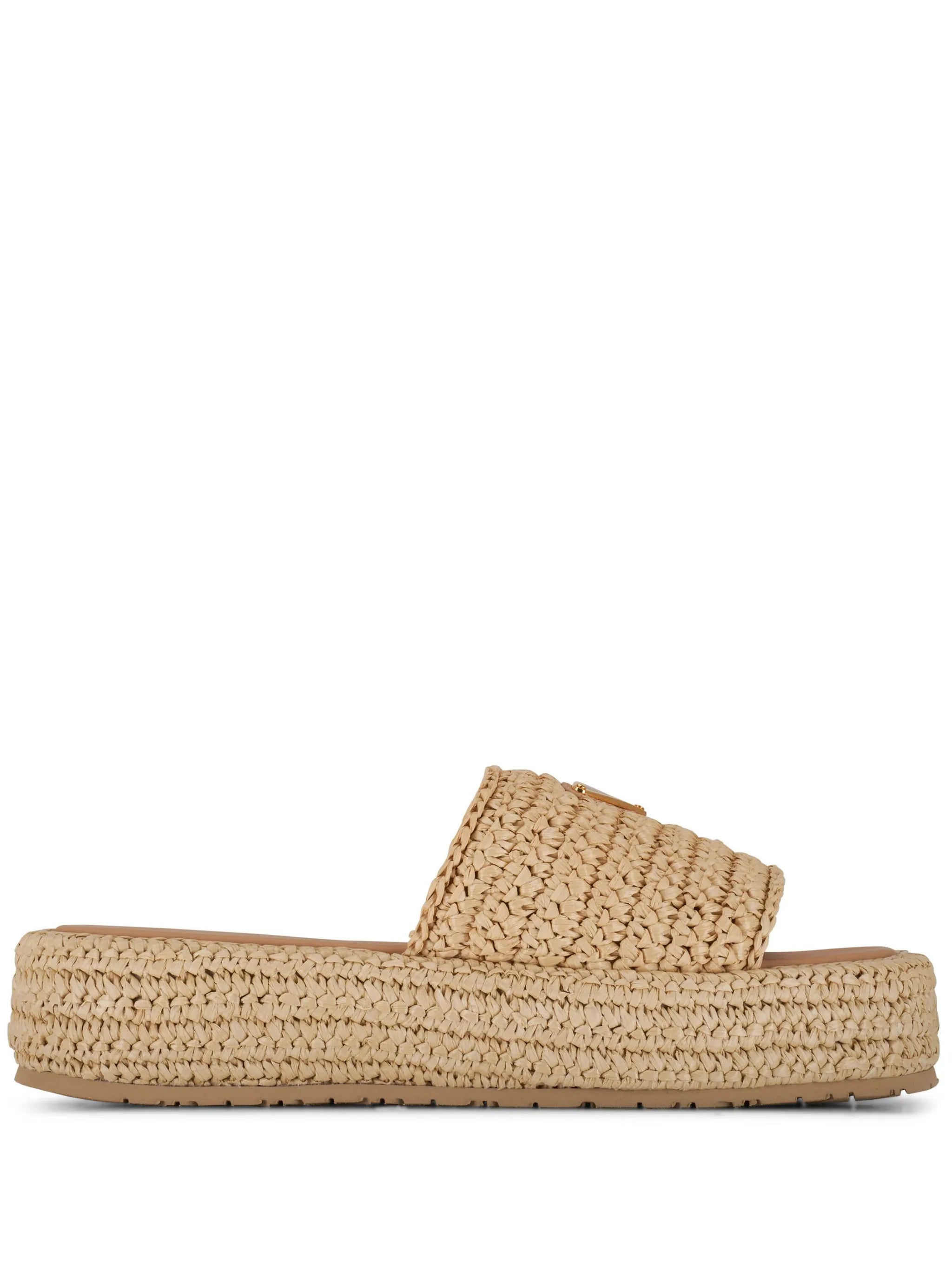 enamel triangle logo platform sandals