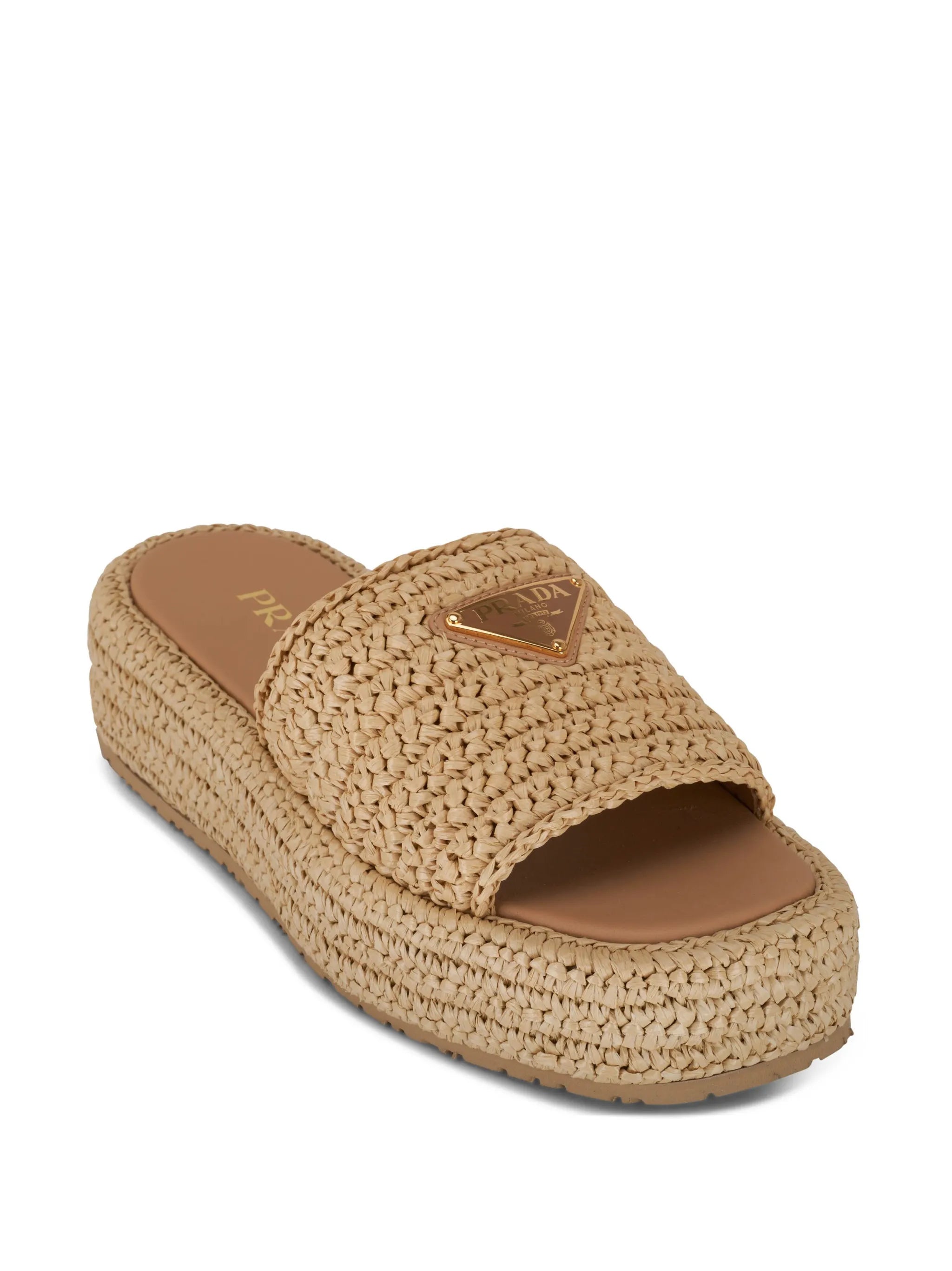enamel triangle logo platform sandals