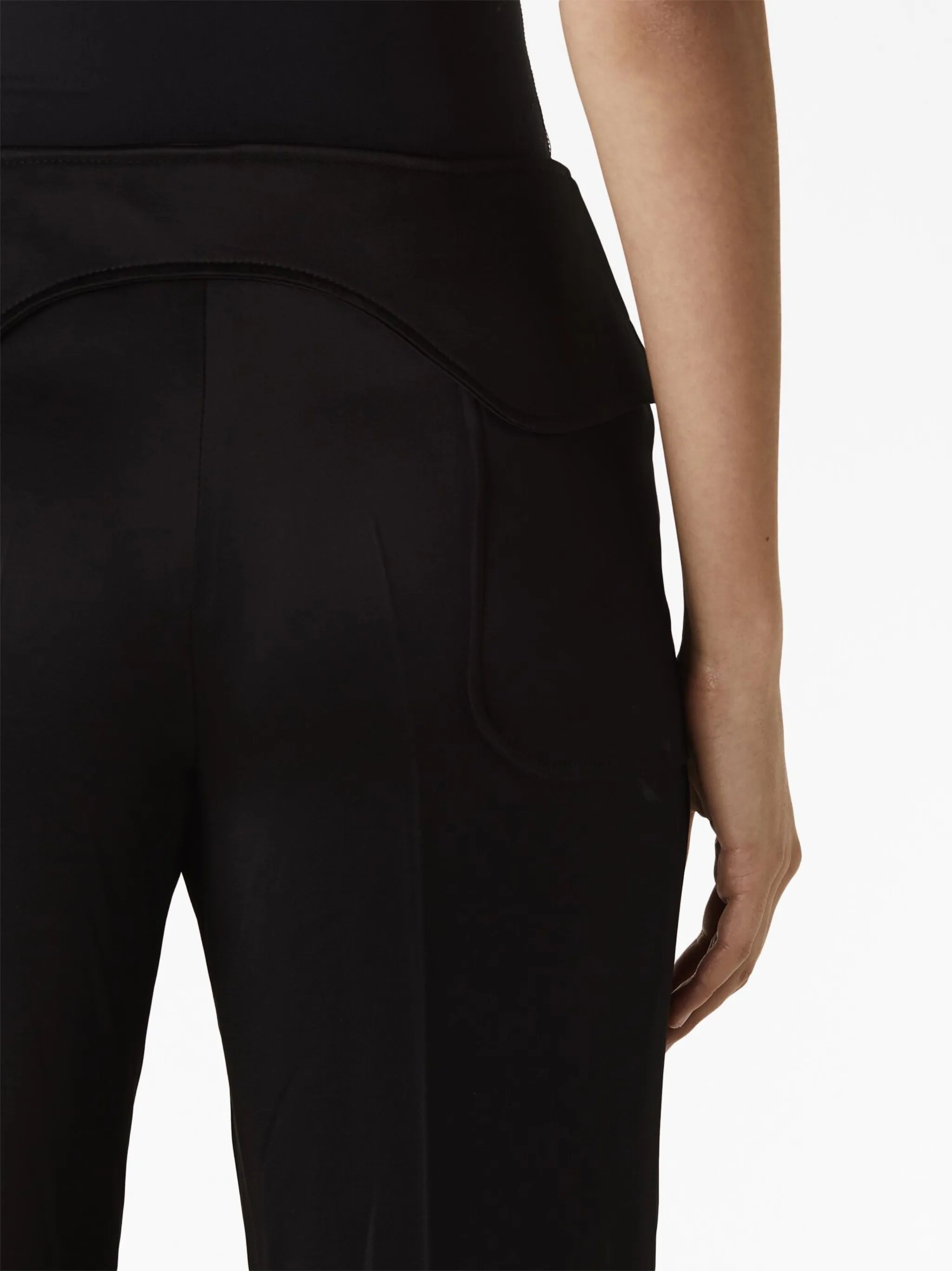 pressed-crease tapered-leg trousers