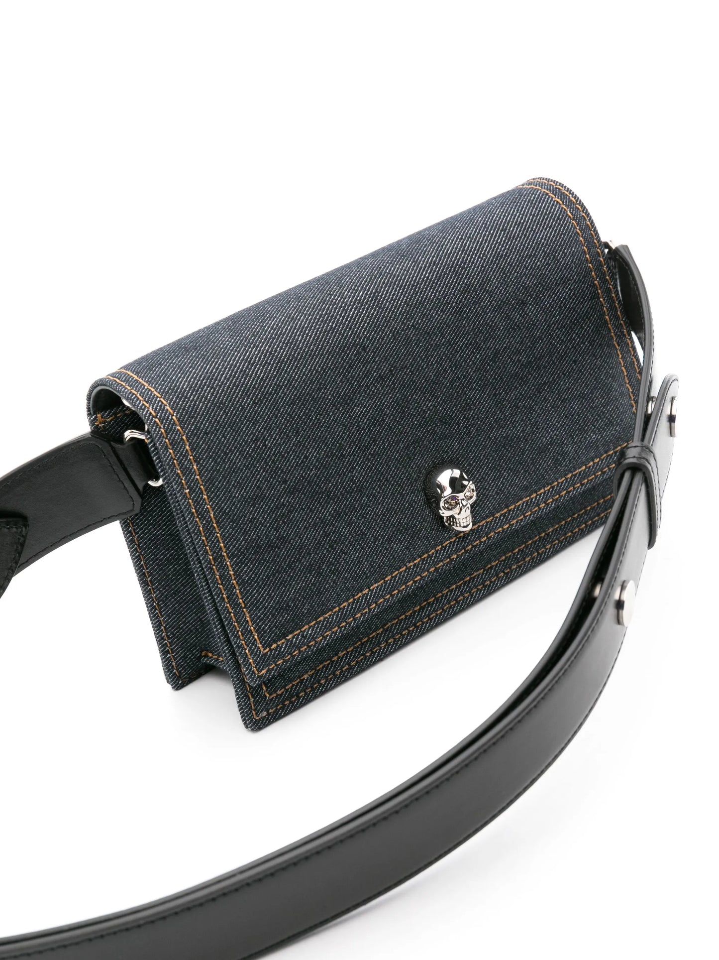small Skull denim shoulder bag