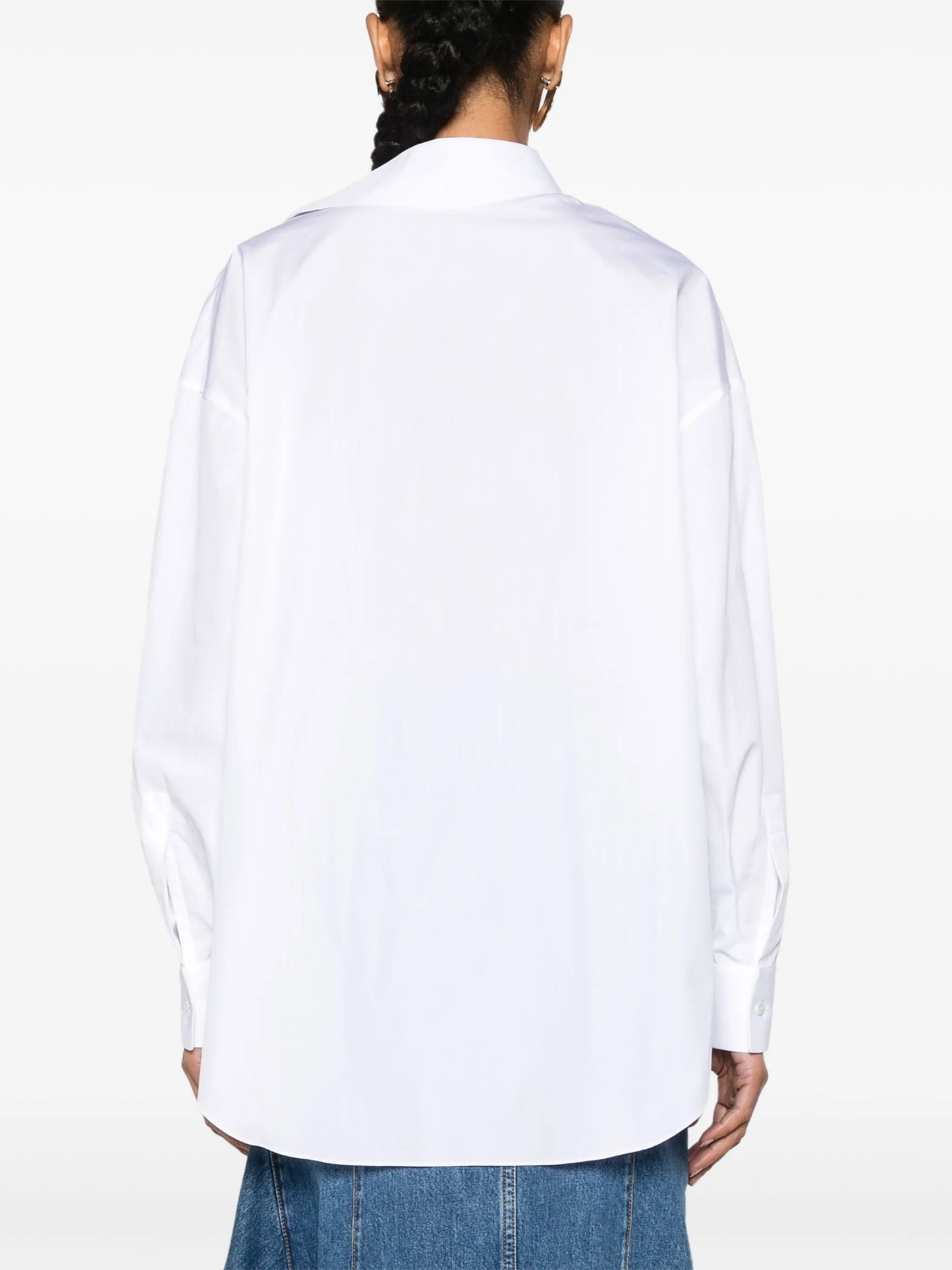 Orchid-appliqué poplin shirt