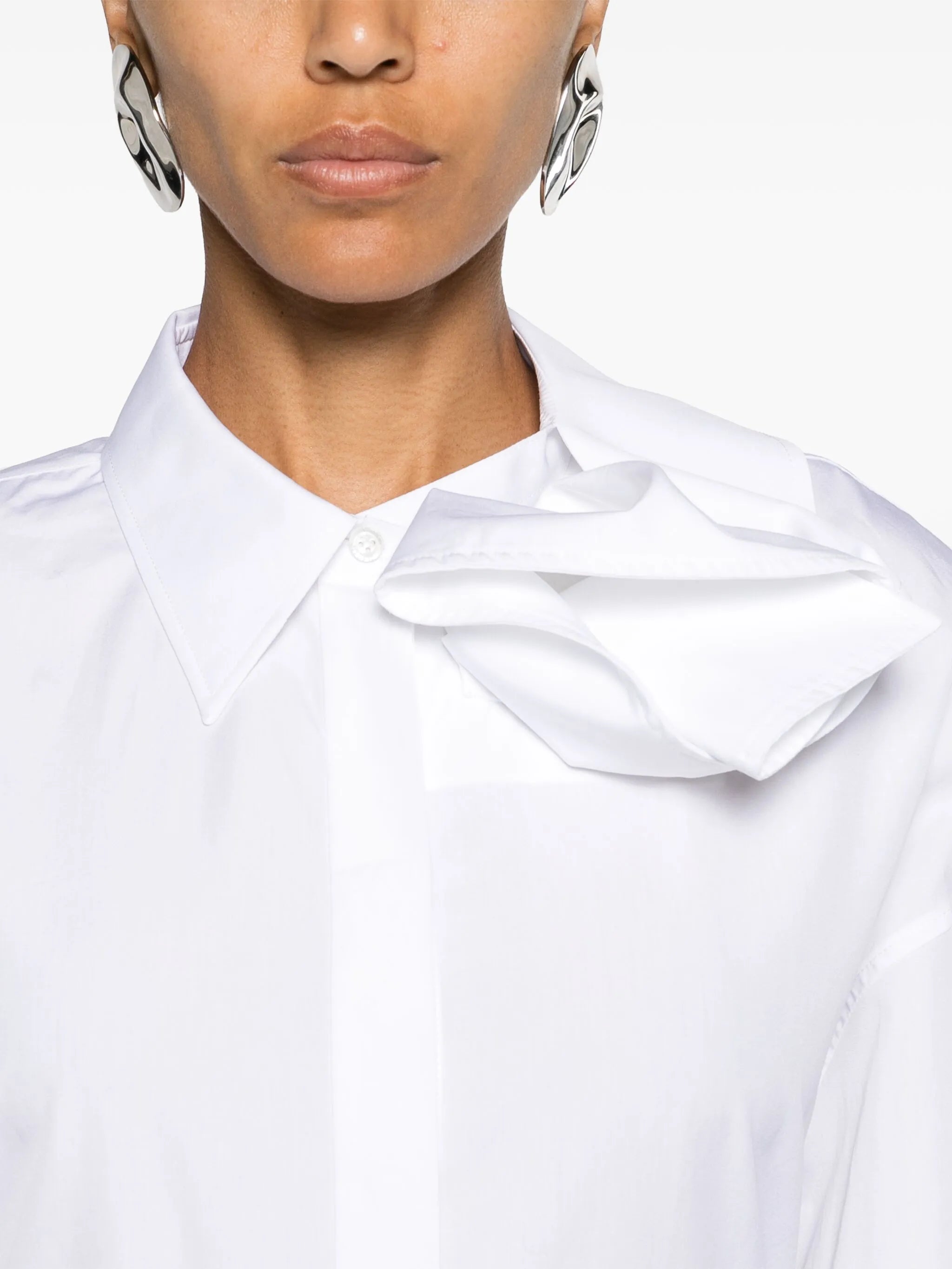 Orchid-appliqué poplin shirt