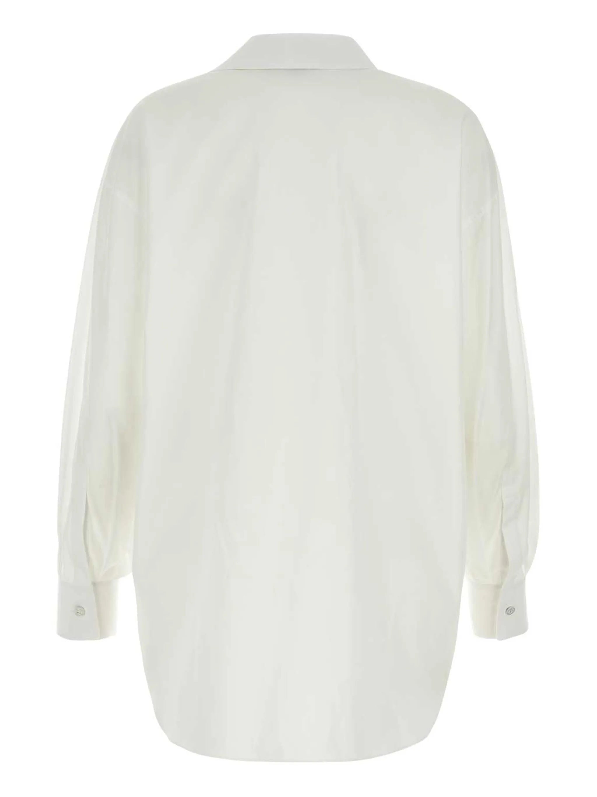 Orchid-appliqué poplin shirt