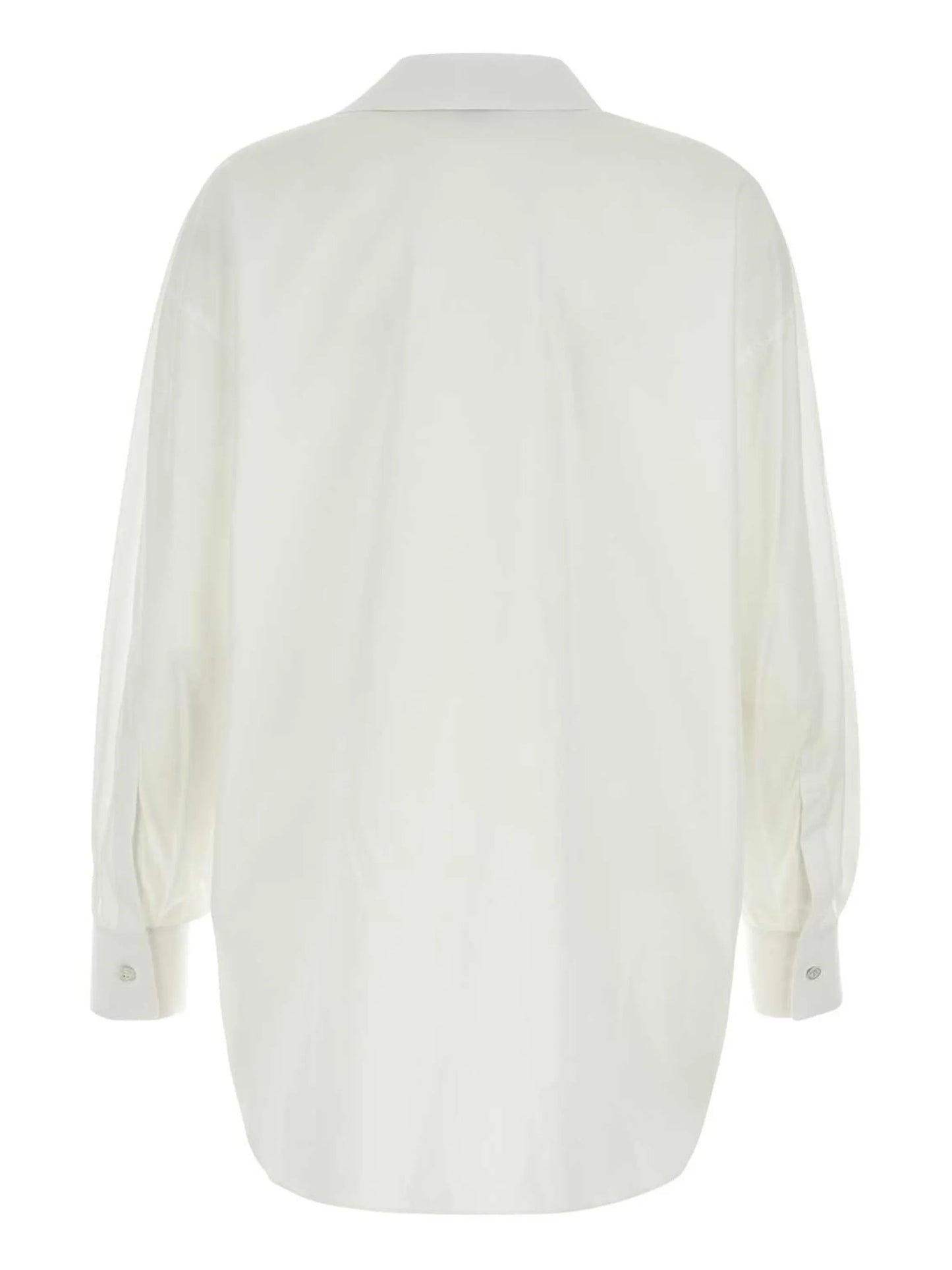 Orchid-appliqué poplin shirt