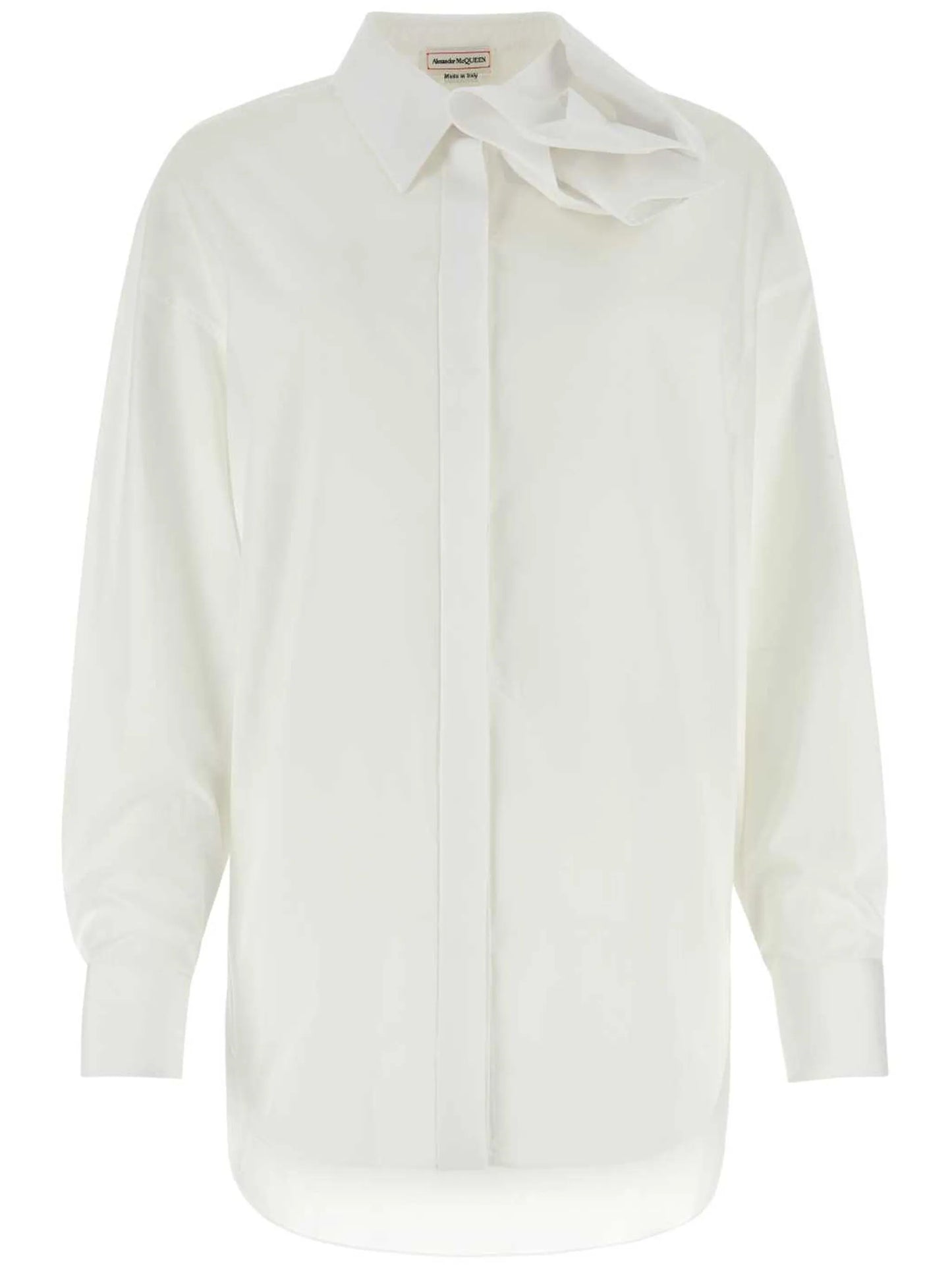Orchid-appliqué poplin shirt