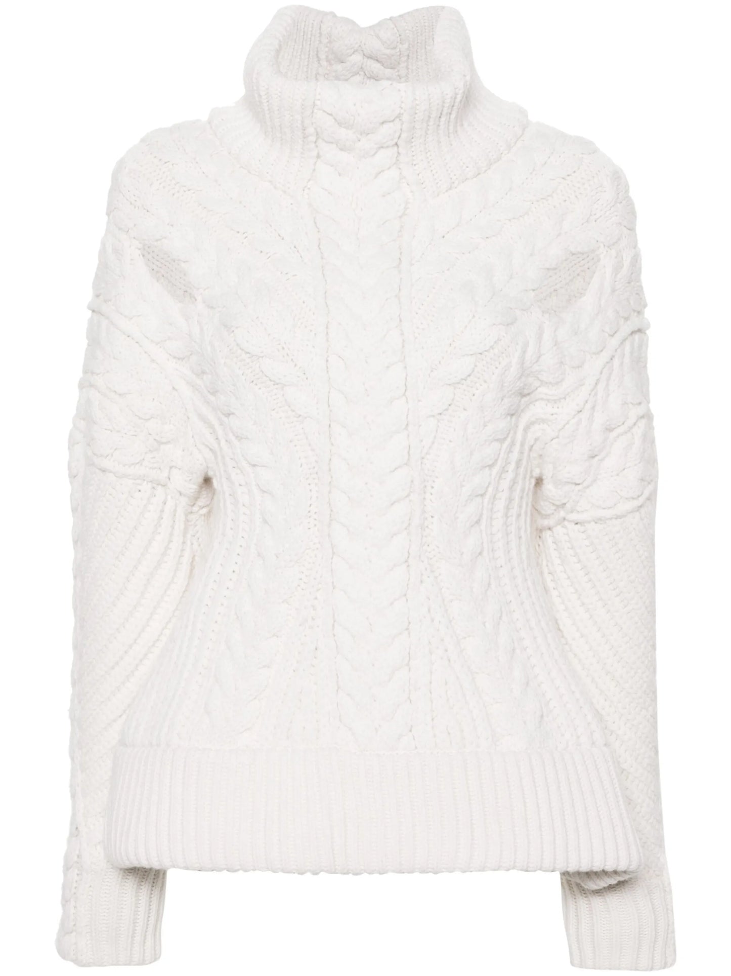 slash-detailing cable-knit jumper