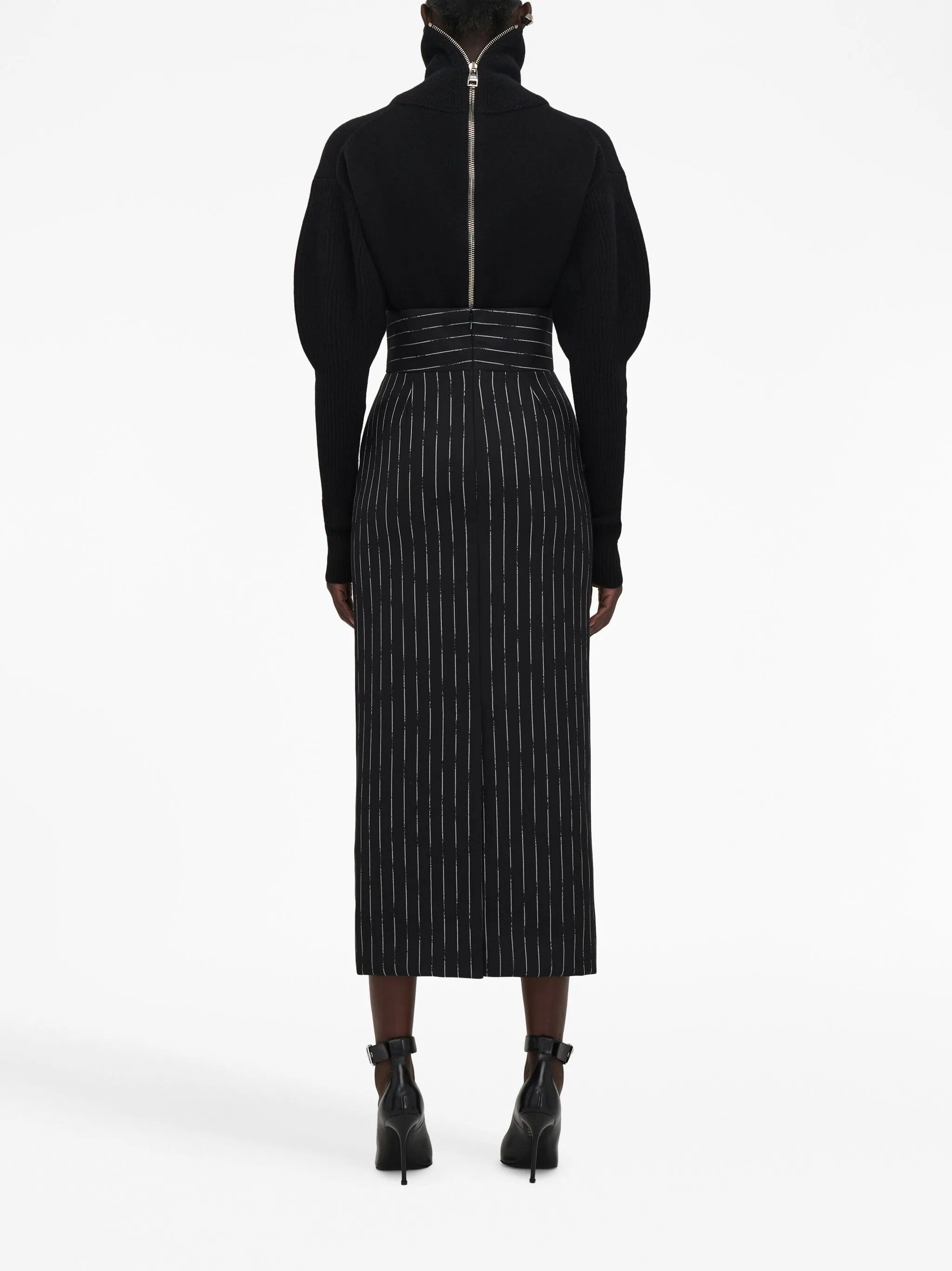 Broken Pinstripe high-waisted skirt