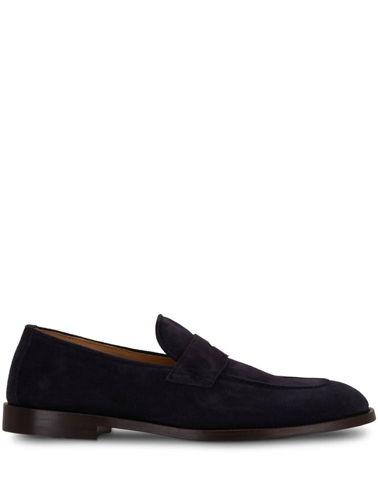 penny-slot suede loafers