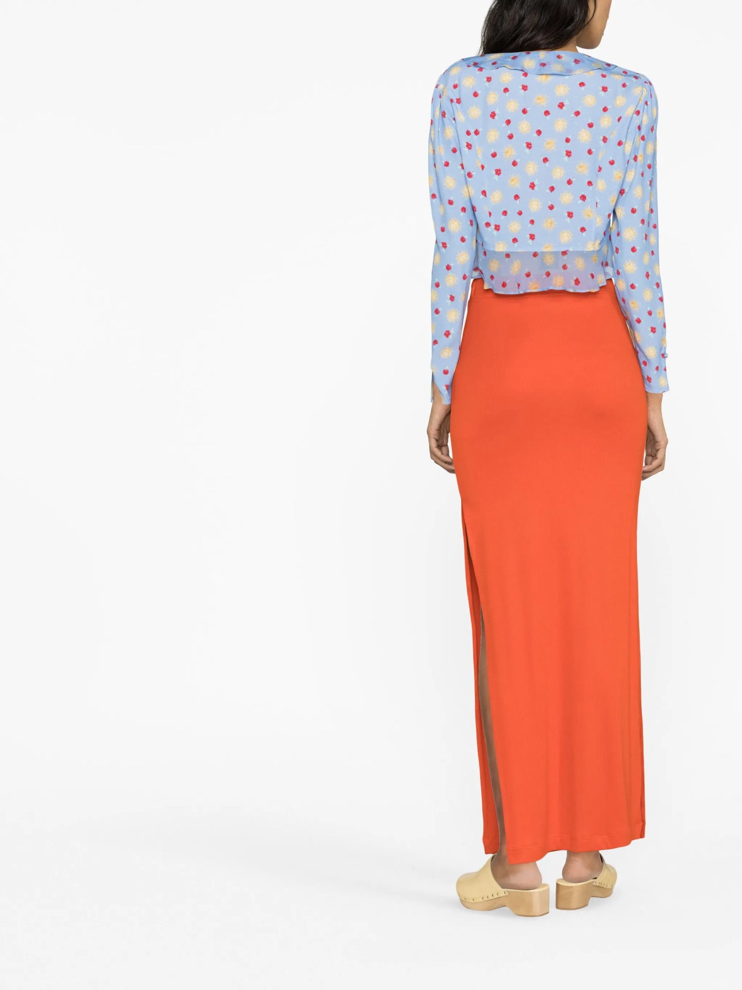 floral-print ruffle-trim top