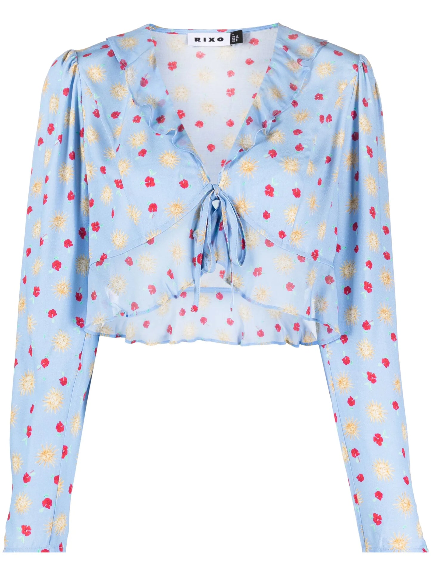floral-print ruffle-trim top