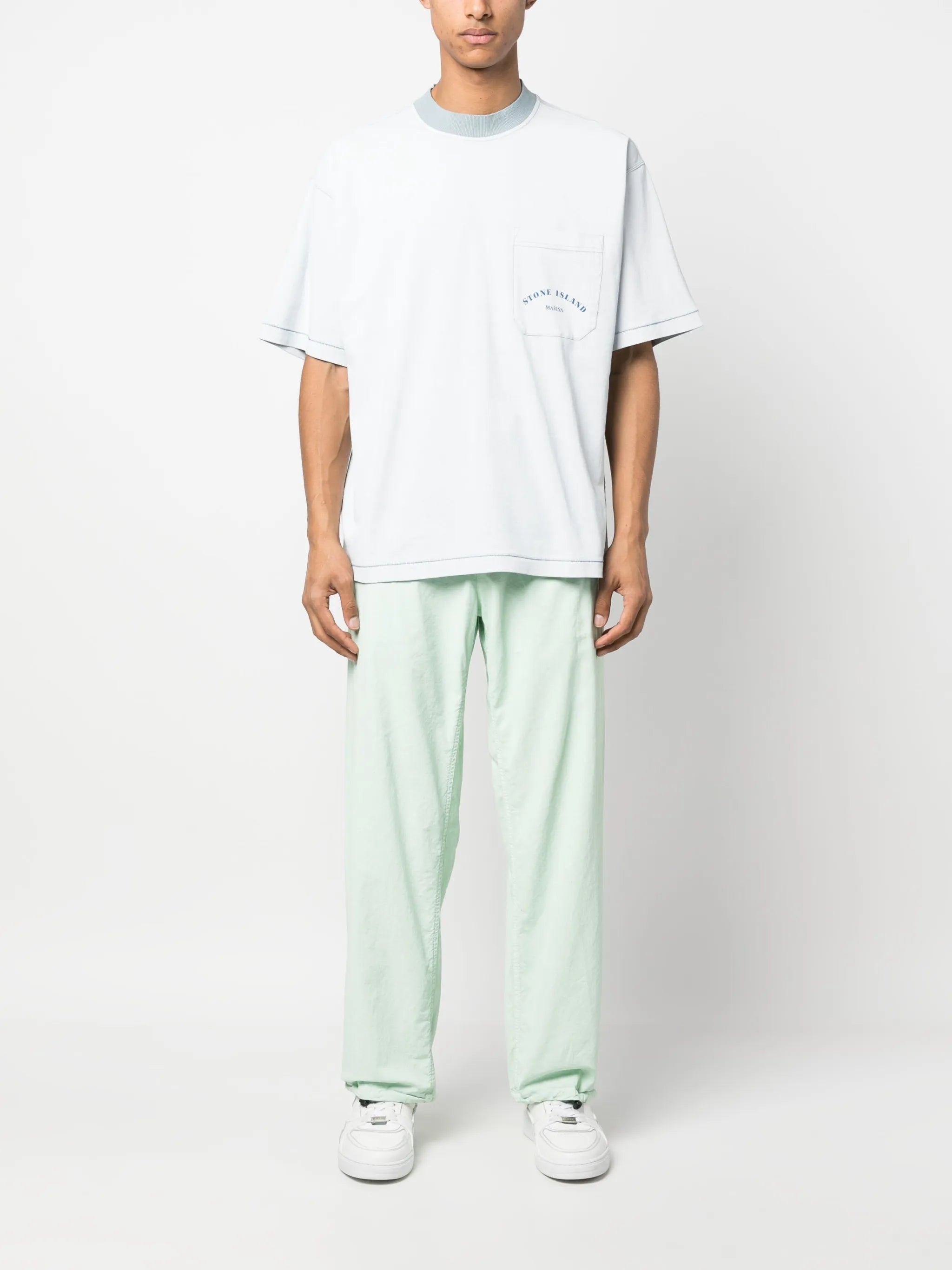 straight-leg cotton trousers