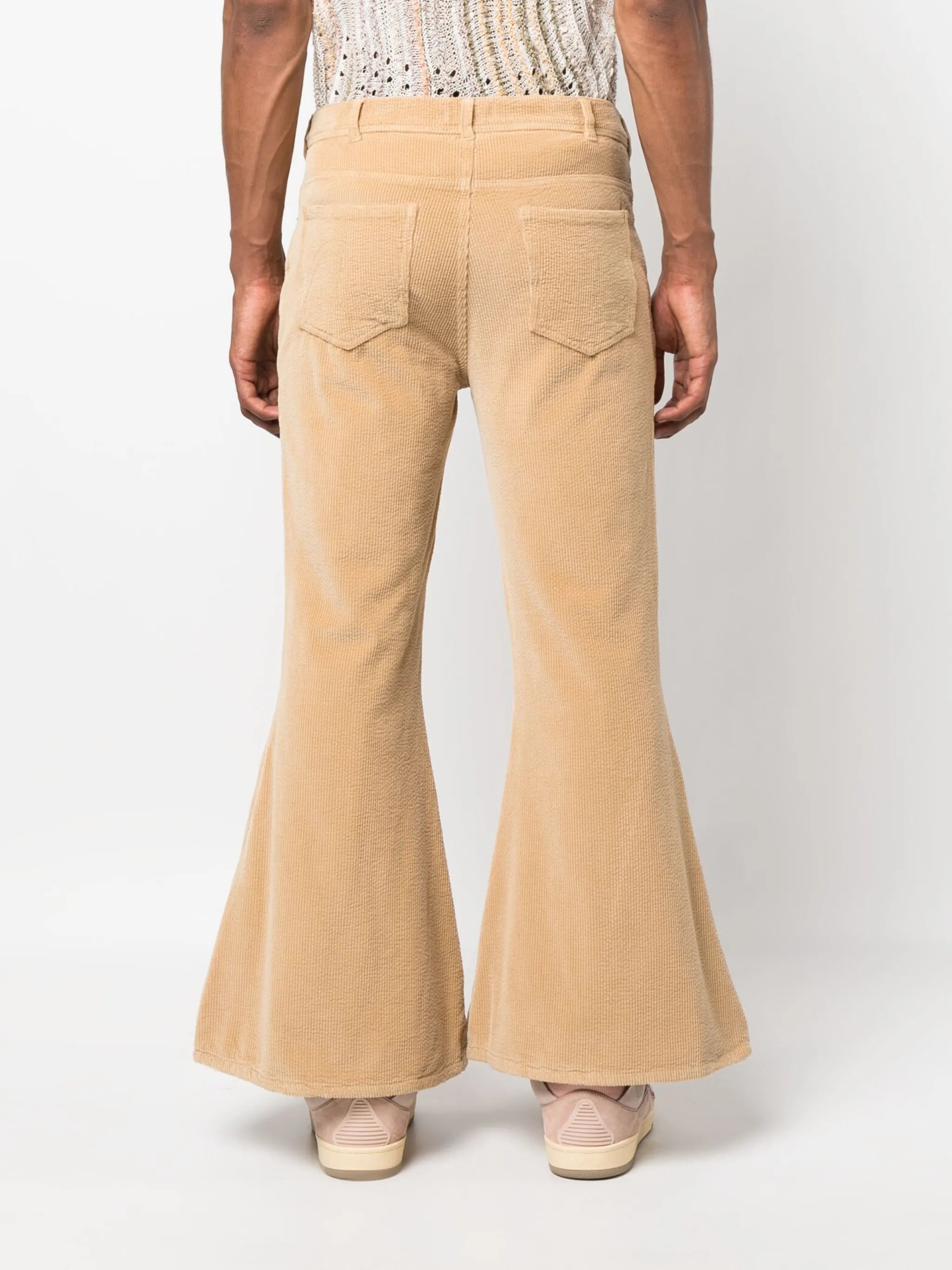 illustration-print corduroy flared trousers