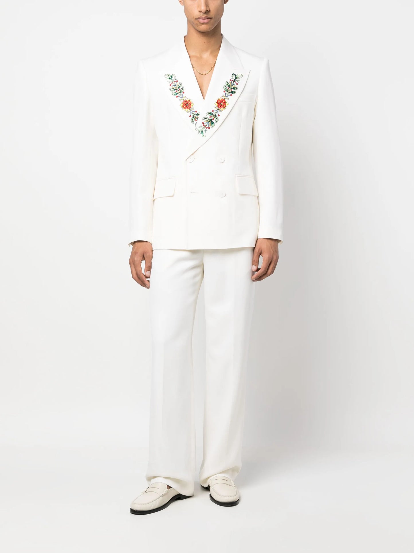 embroidered double-breasted blazer