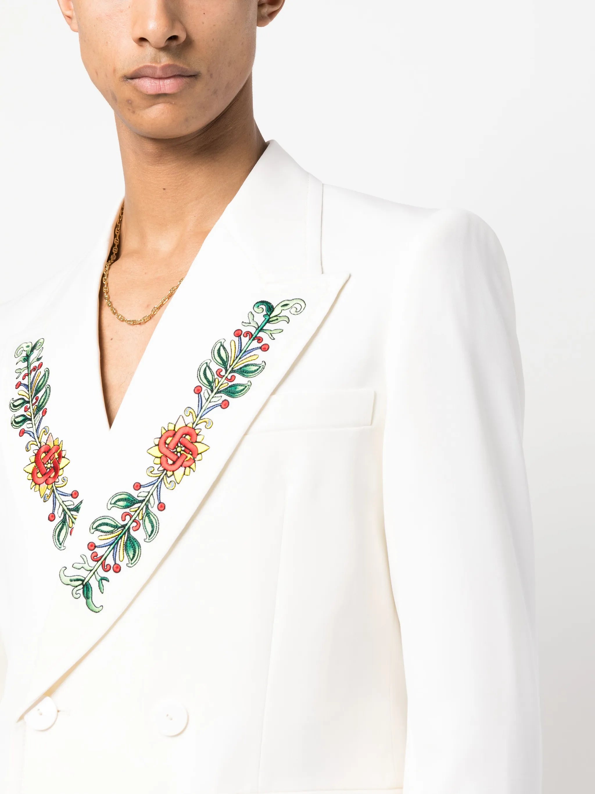 embroidered double-breasted blazer