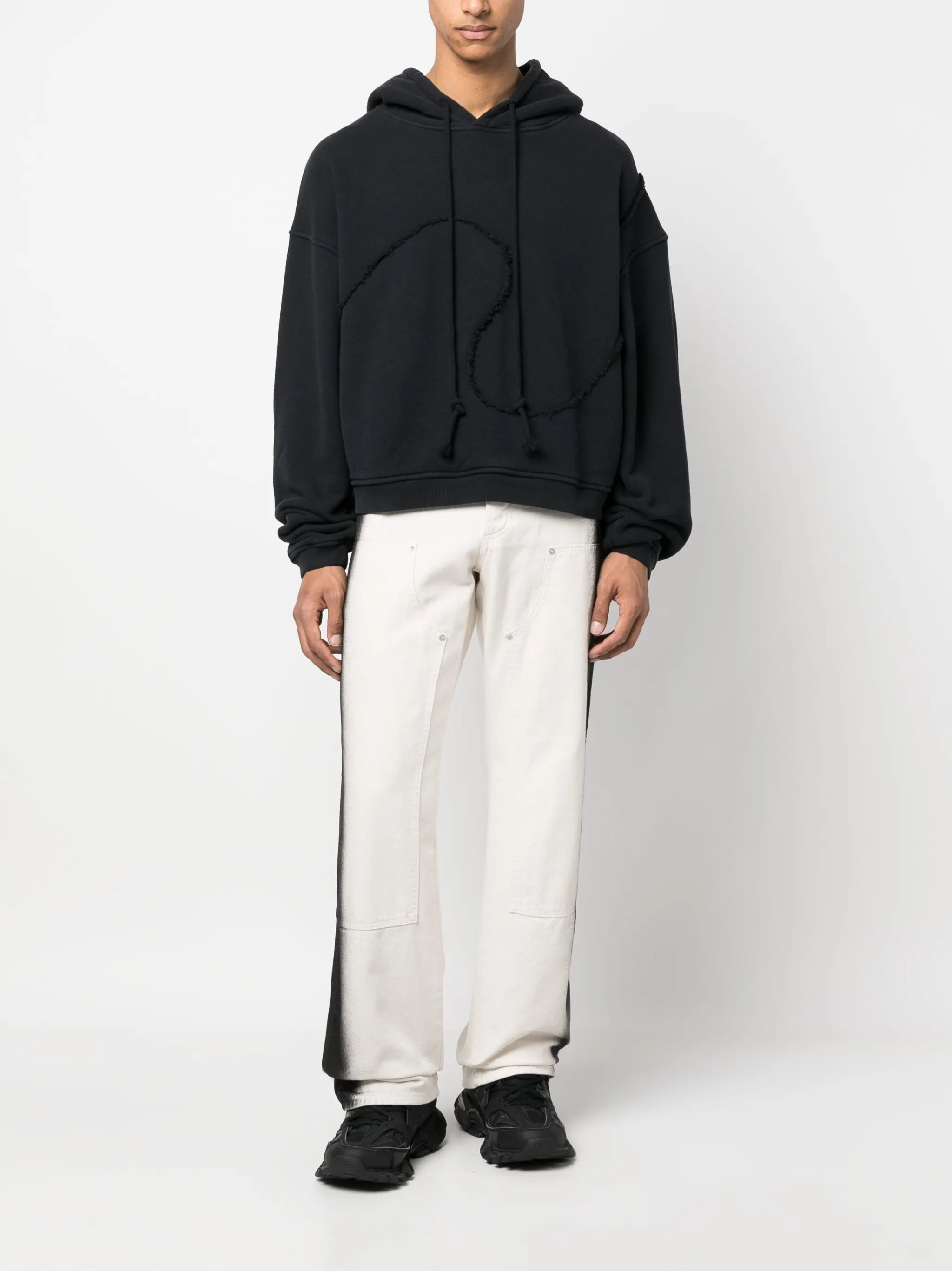 frayed-detailing cotton hoodie