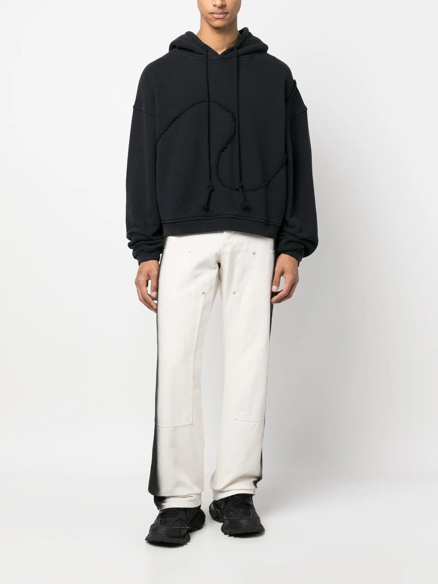 frayed-detailing cotton hoodie