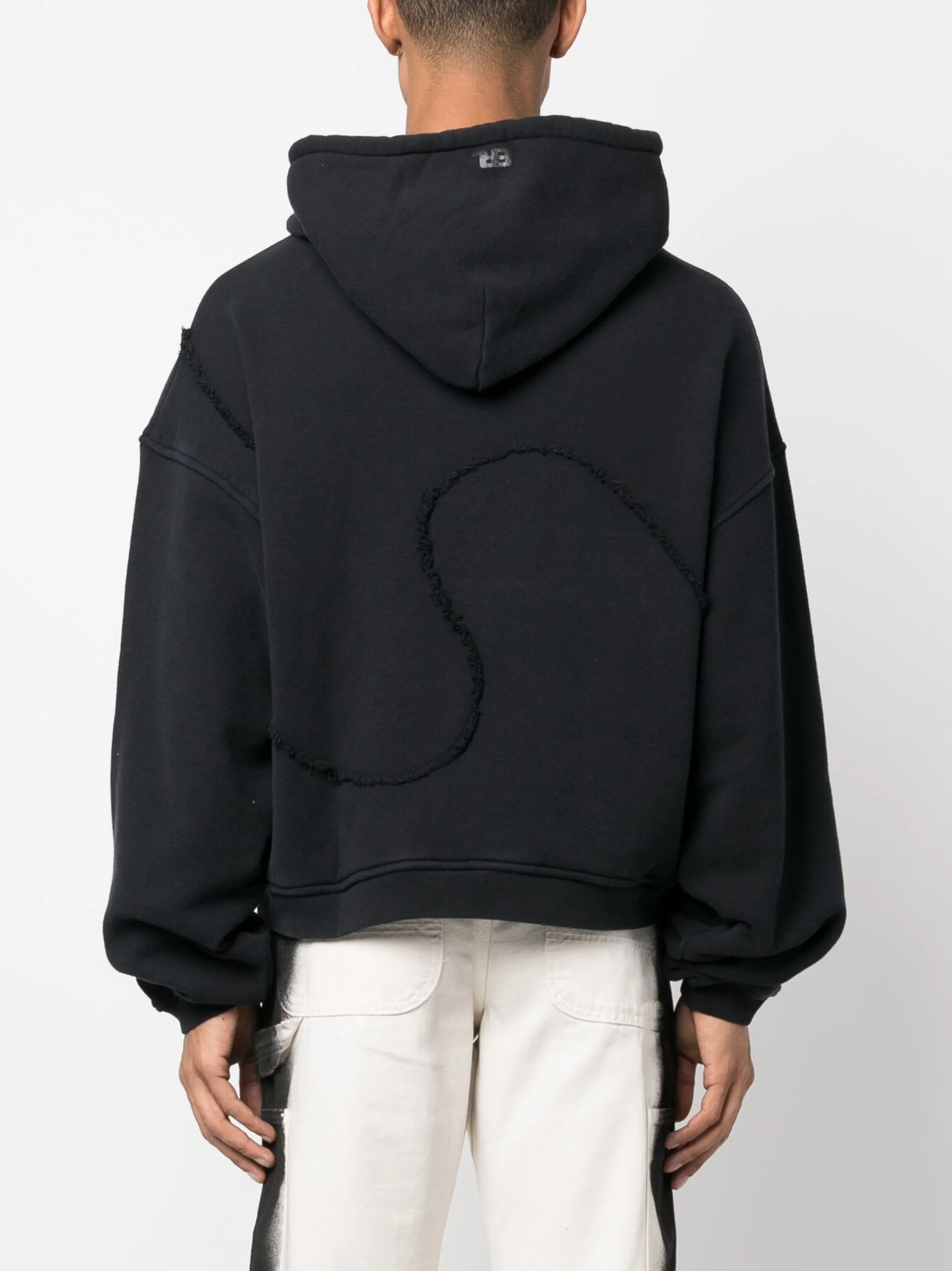 frayed-detailing cotton hoodie